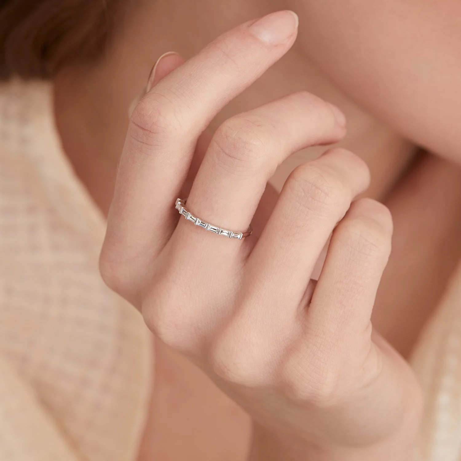Baguette Diamond Half Eternity Band - Image 14