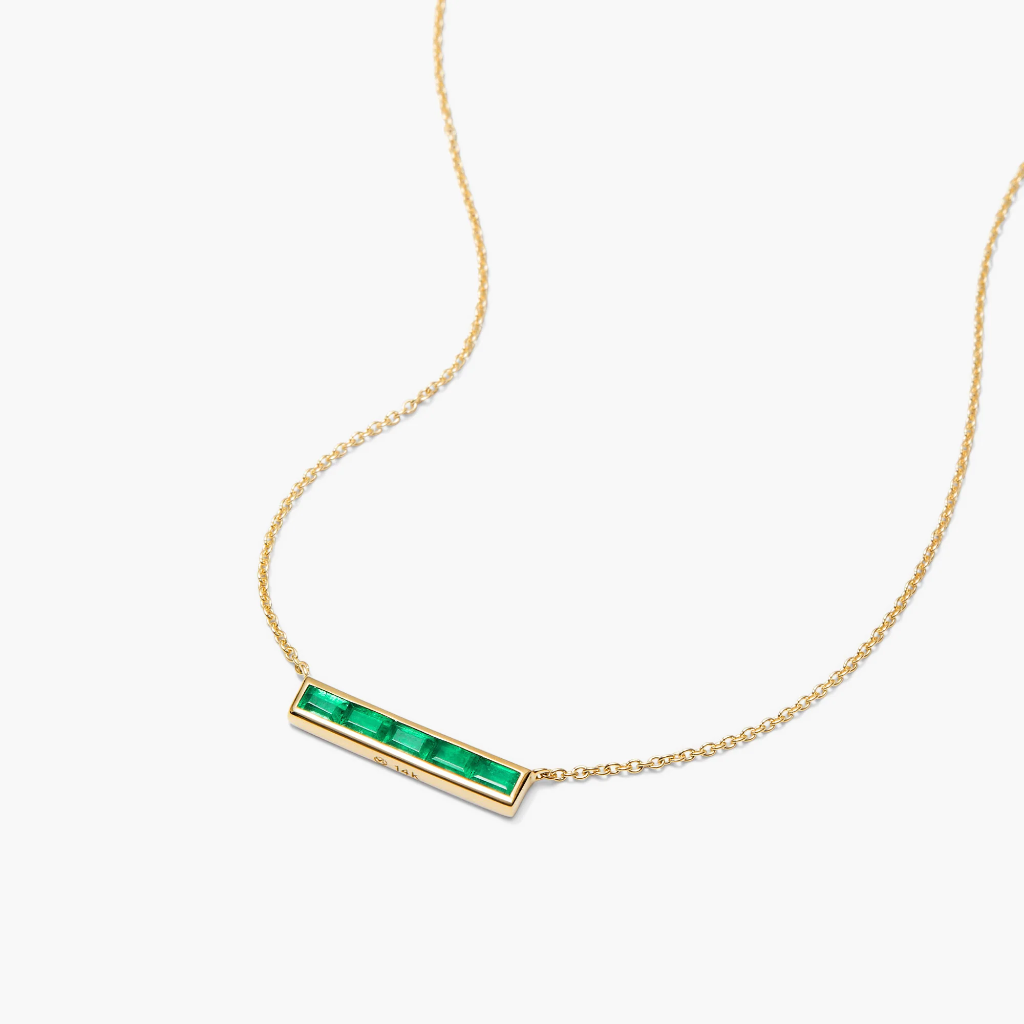 Baguette Emerald Bar Necklace - Image 4