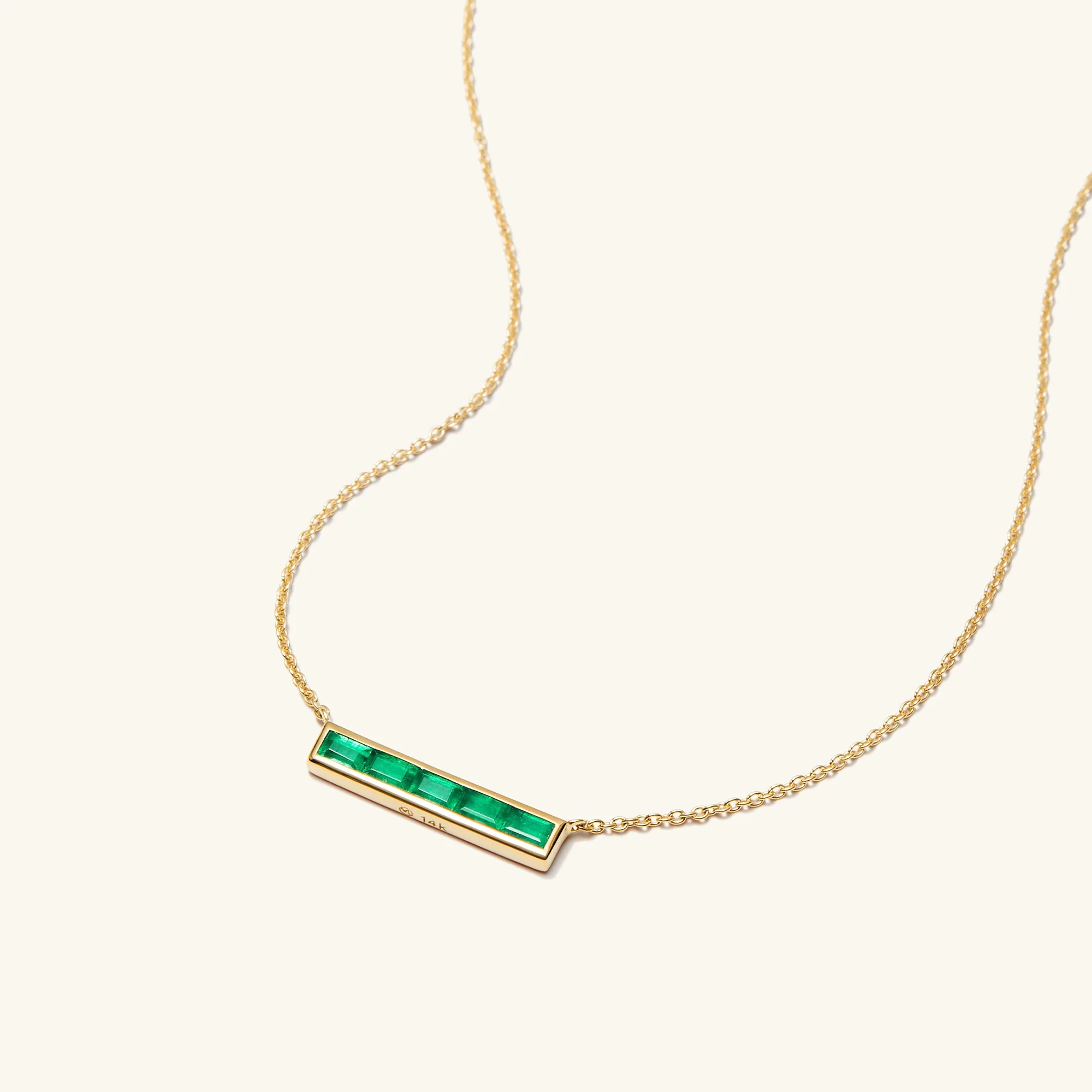 Baguette Emerald Bar Necklace - Image 7