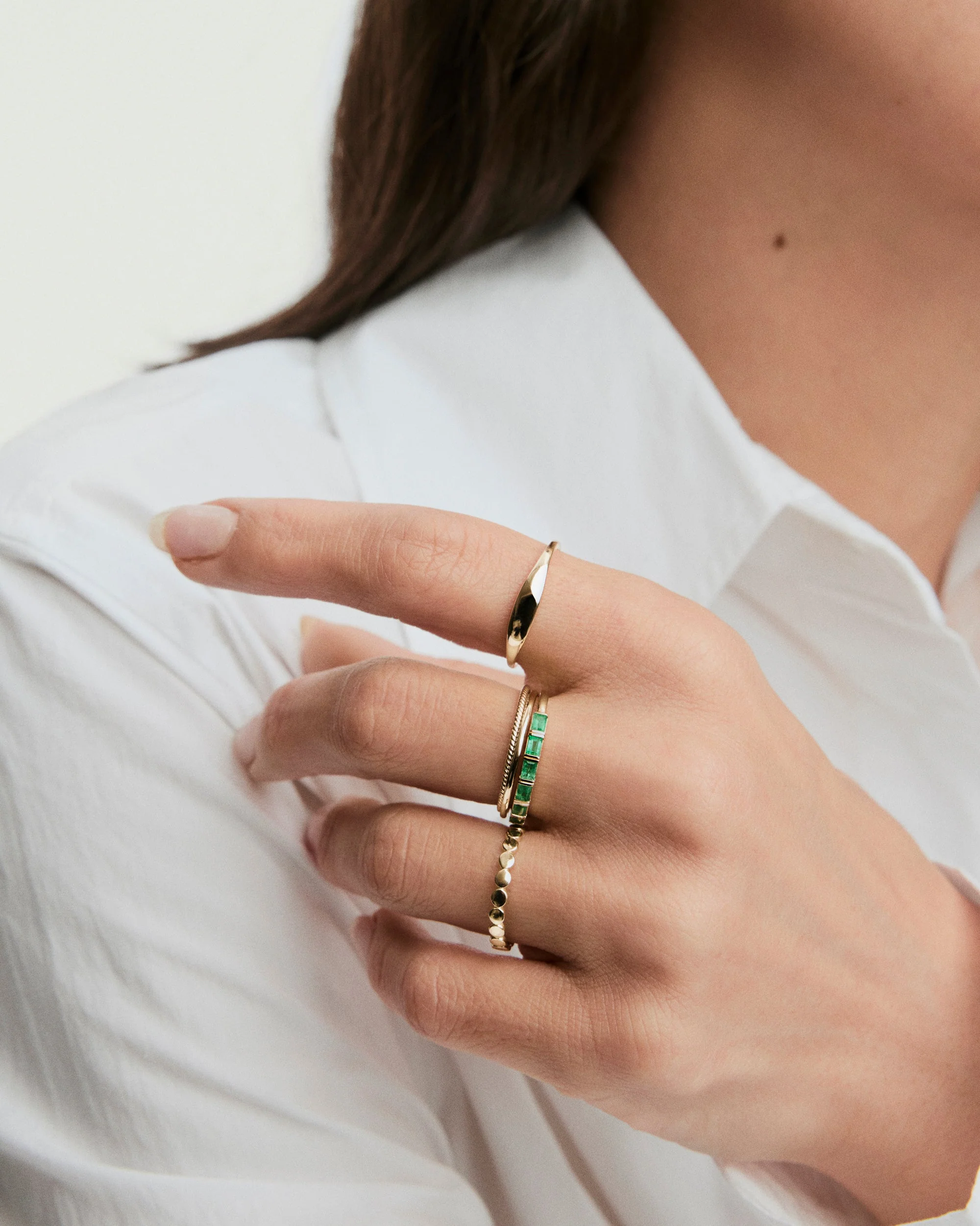 Baguette Emerald Half Eternity Band - Image 3