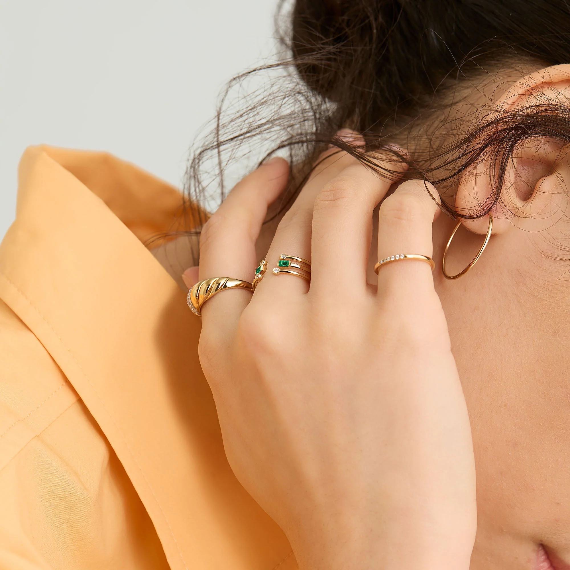 Baguette Emerald Open Ring - Image 6