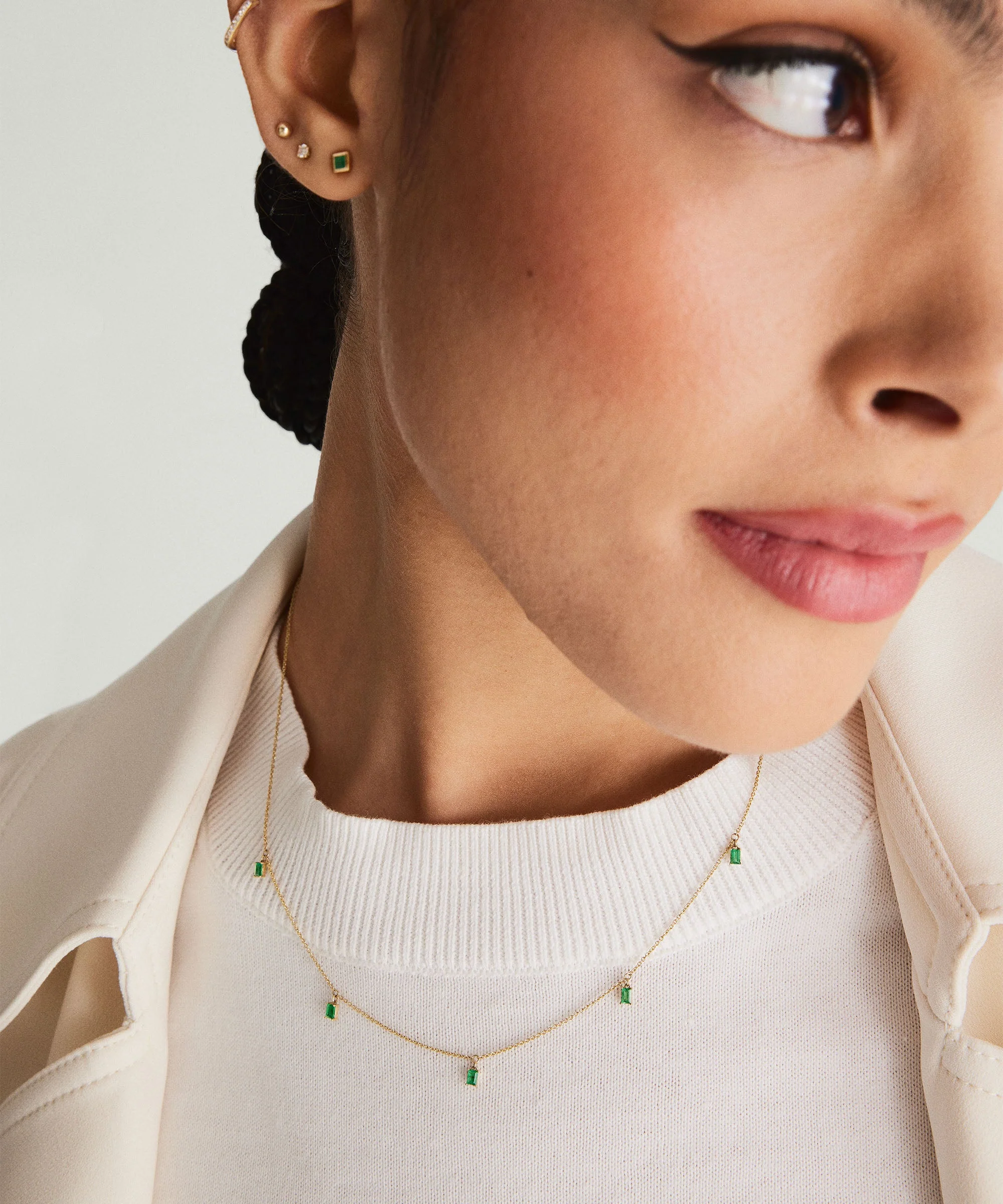Baguette Gemstone Station Necklace - Image 3
