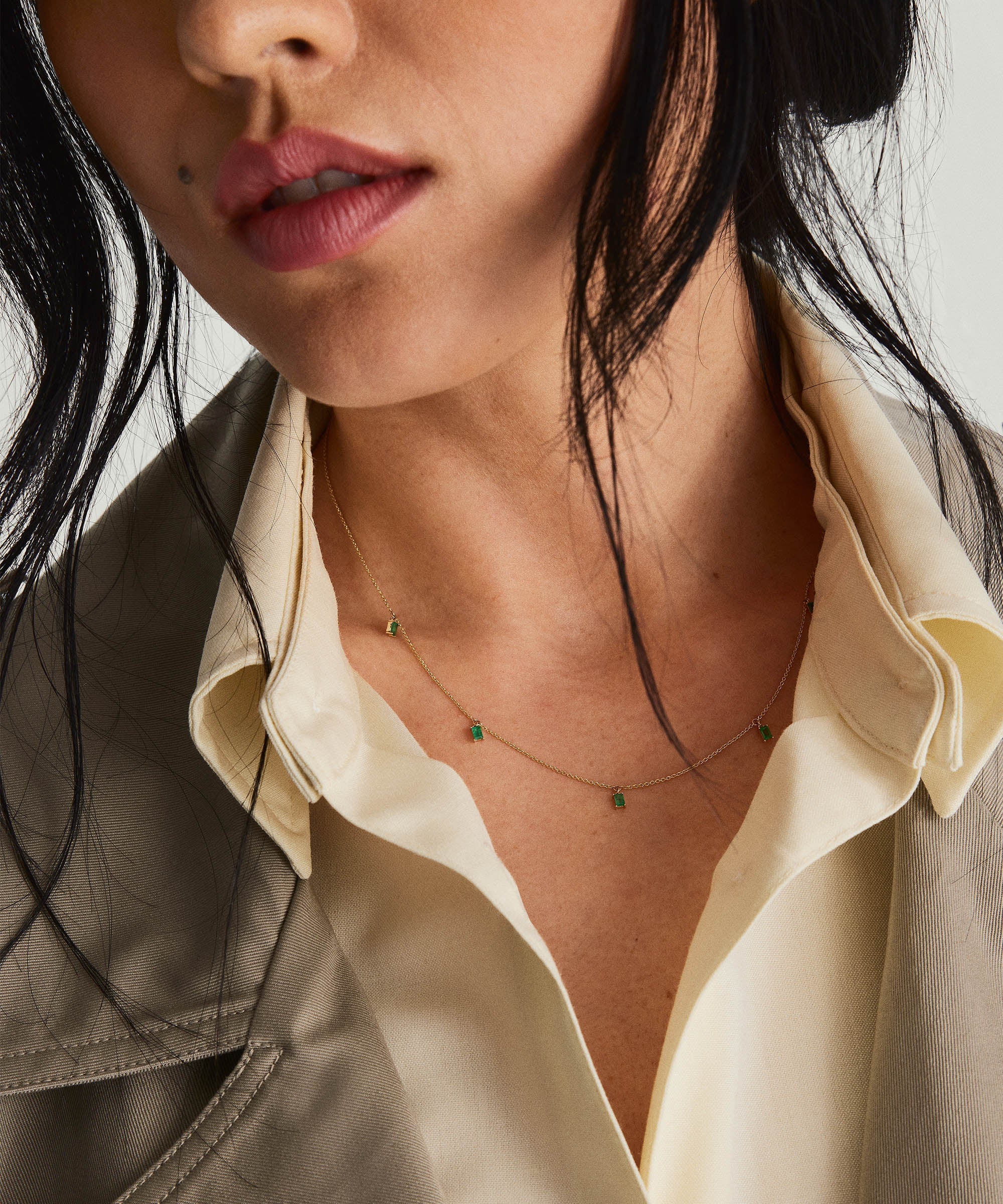 Baguette Gemstone Station Necklace - Image 7