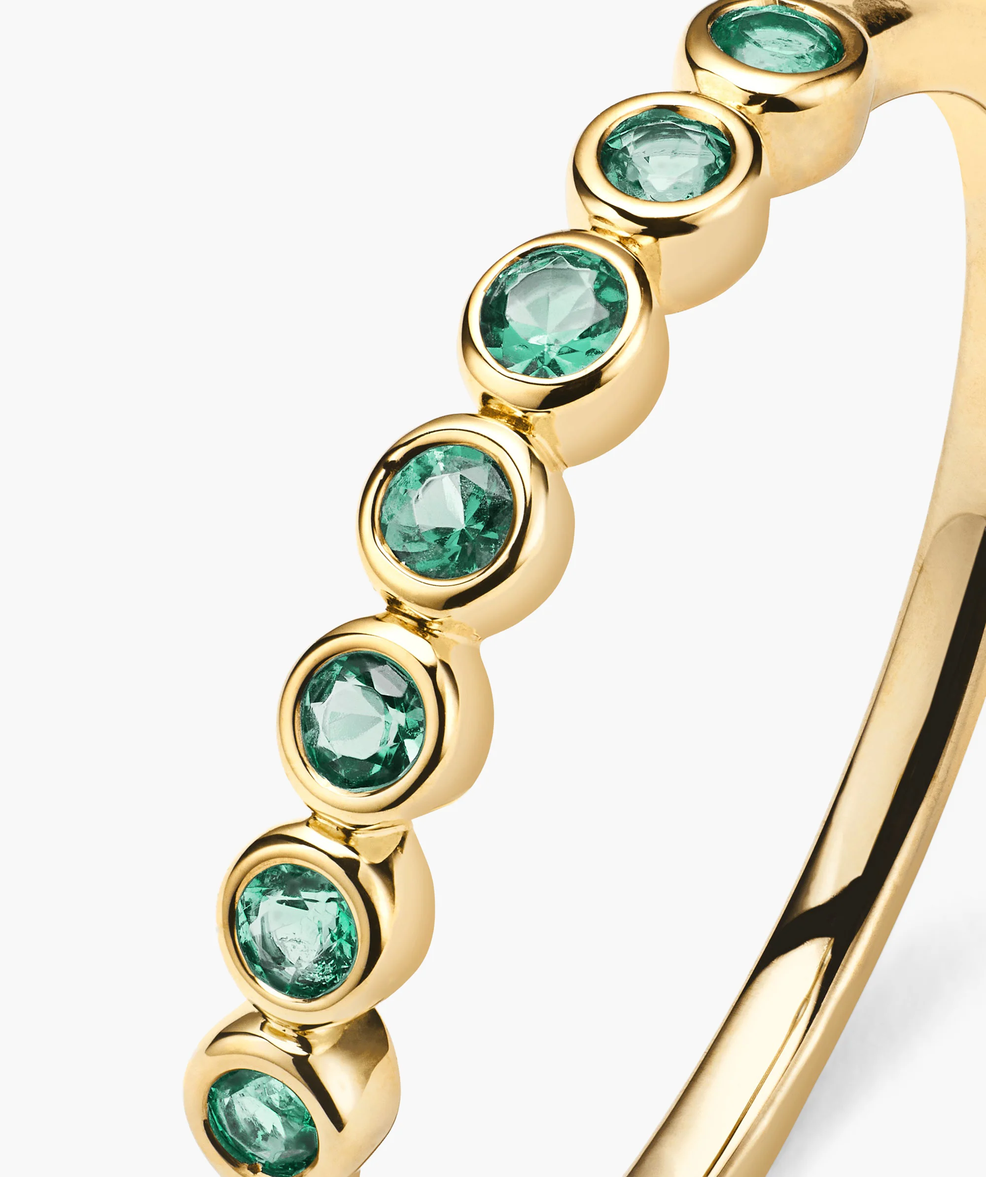 Bezel Emerald Half Eternity Band - Image 4