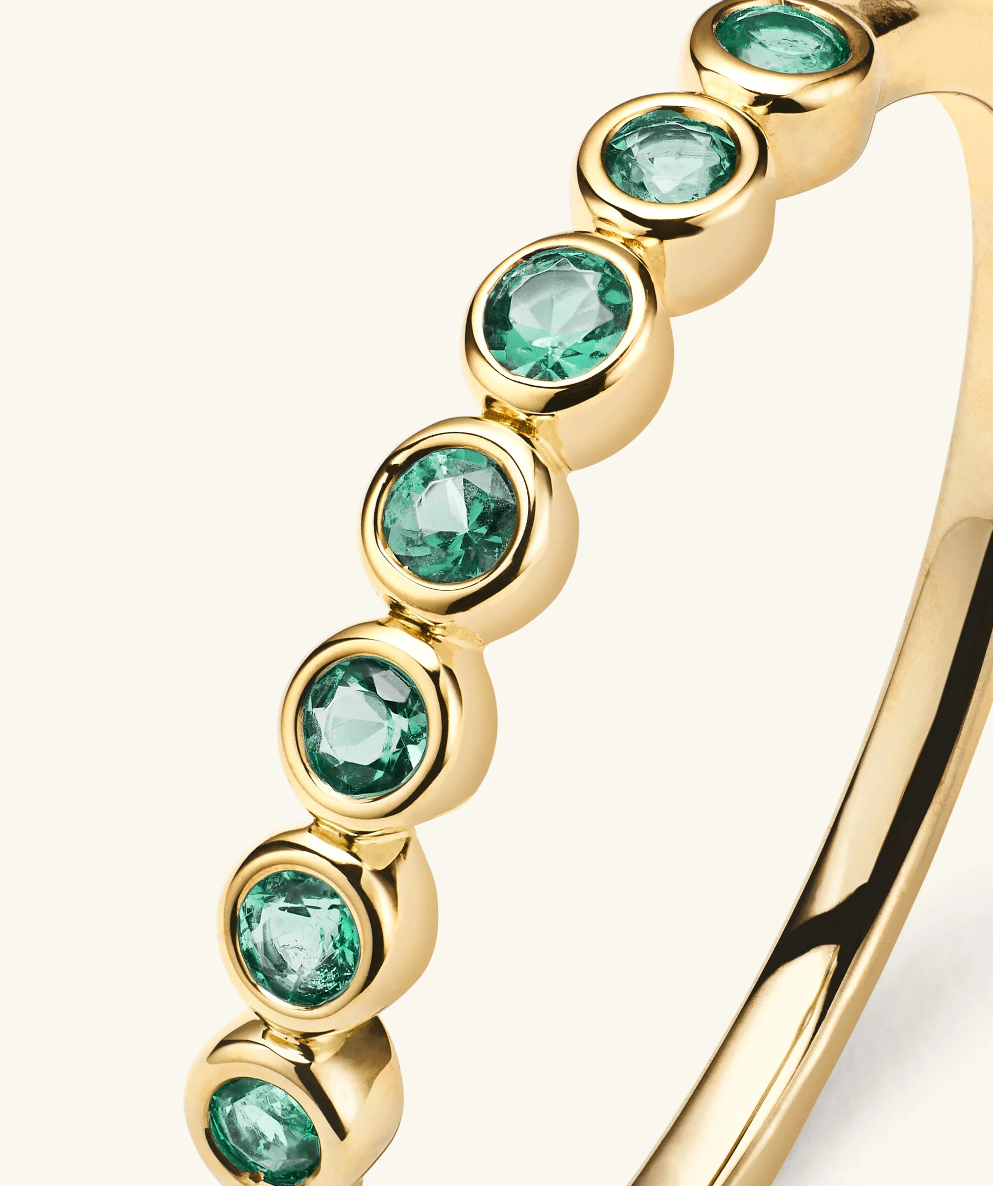 Bezel Emerald Half Eternity Band - Image 6