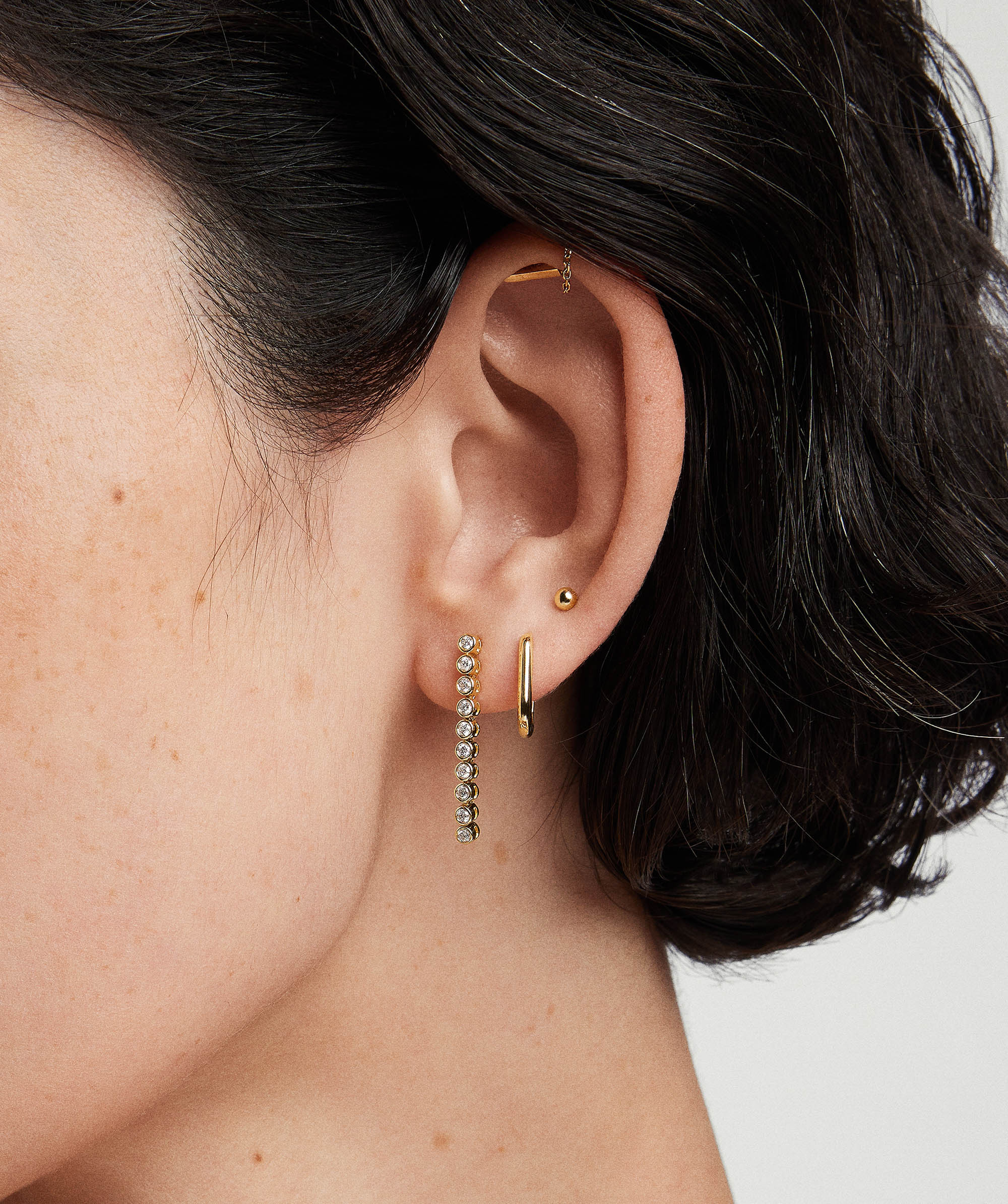 Bezel Lab Grown Diamond Tennis Earrings - Image 2