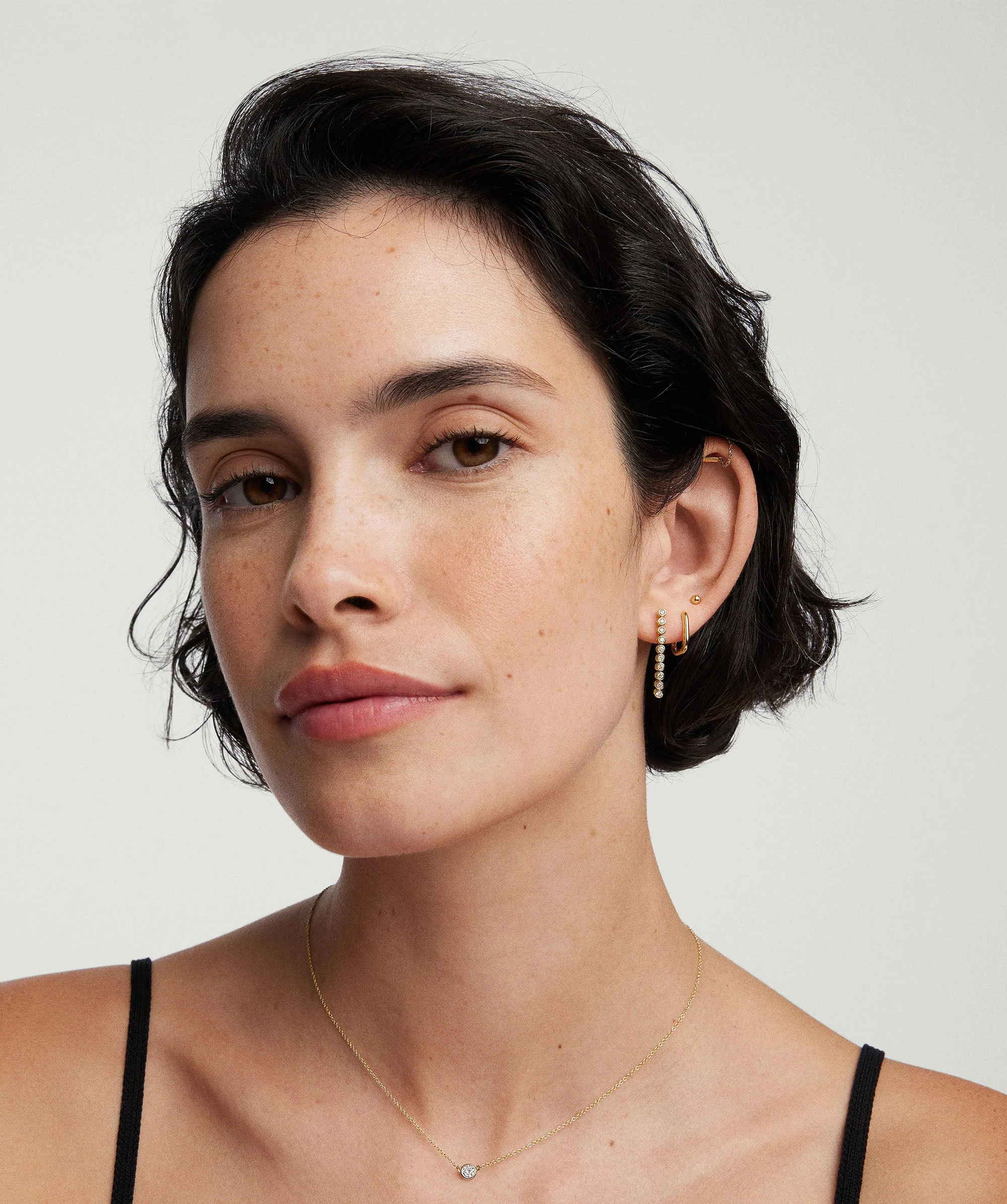 Bezel Lab Grown Diamond Tennis Earrings - Image 3