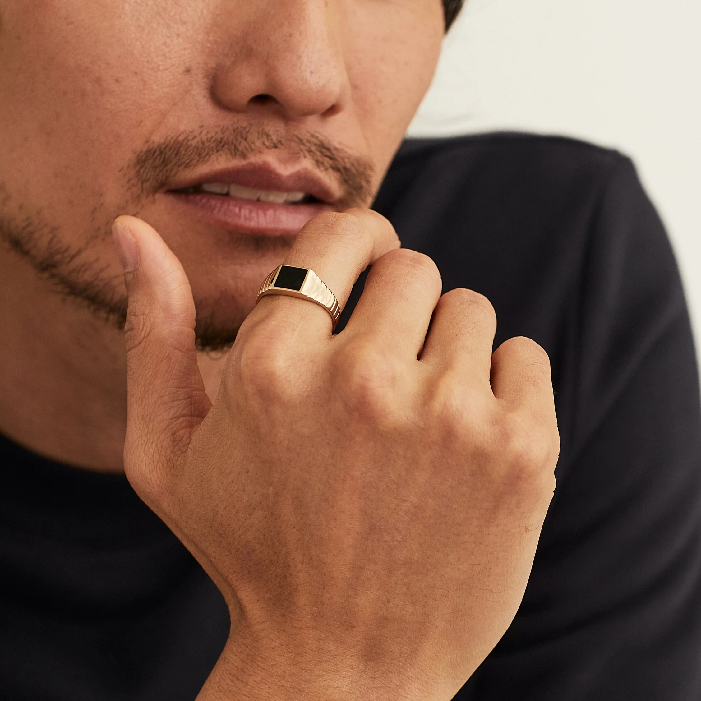 Black Onyx Square Signet Ring - Image 3