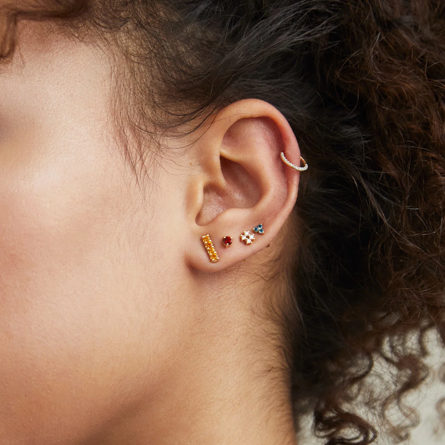 Single Cartilage Pavé Diamond Mini Hoop - Image 4