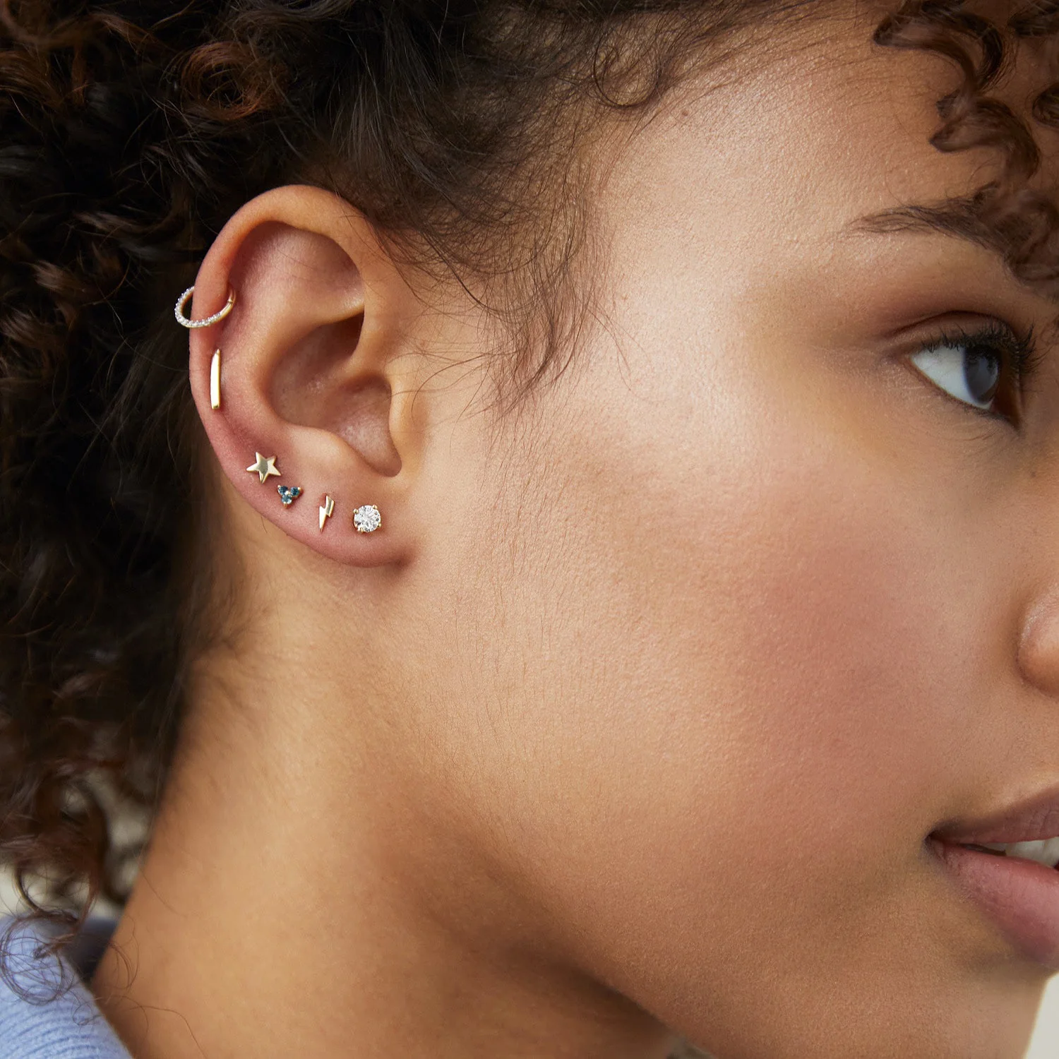 Single Cartilage Pavé Diamond Mini Hoop - Image 9