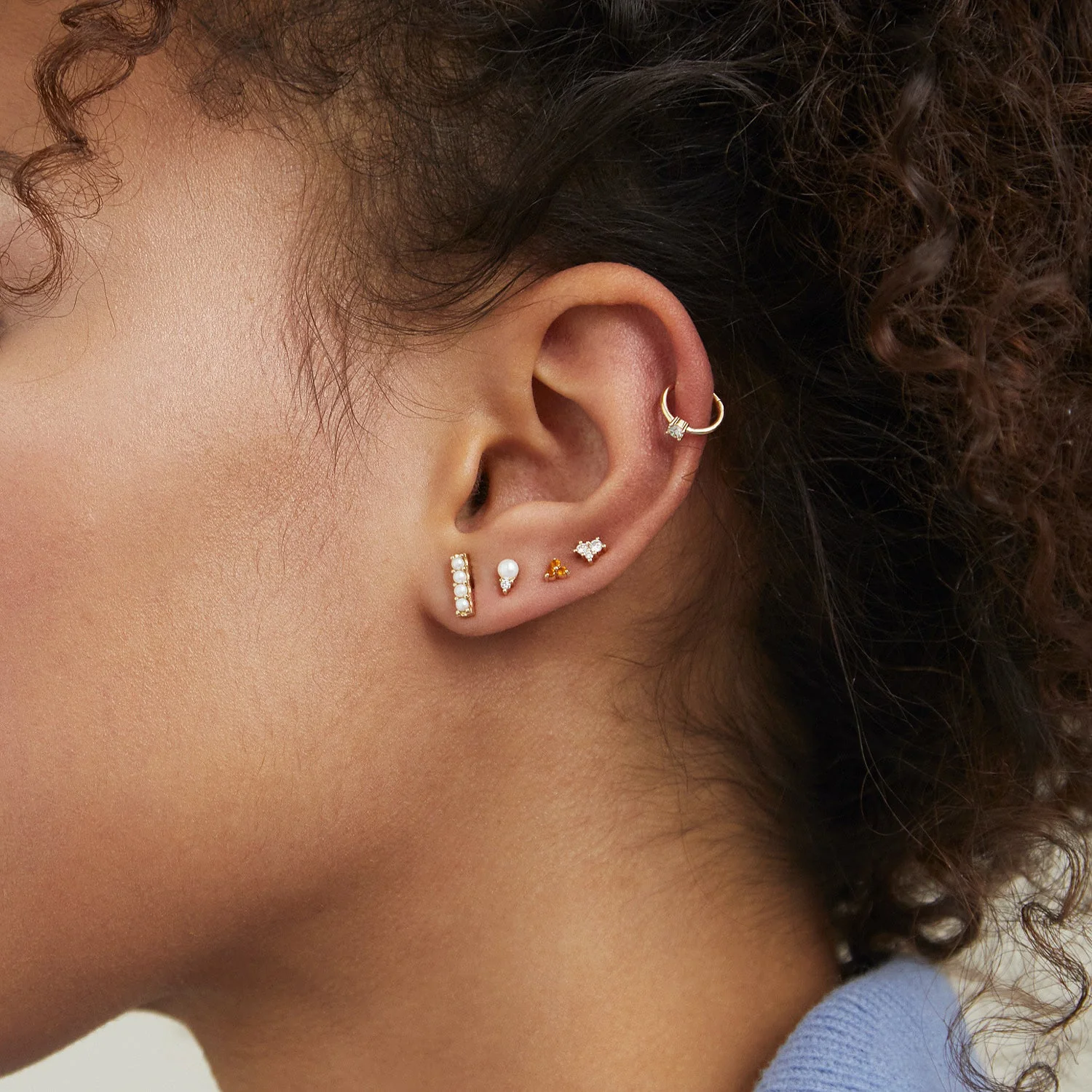 Single Cartilage Solo Diamond Mini Hoop - Image 3