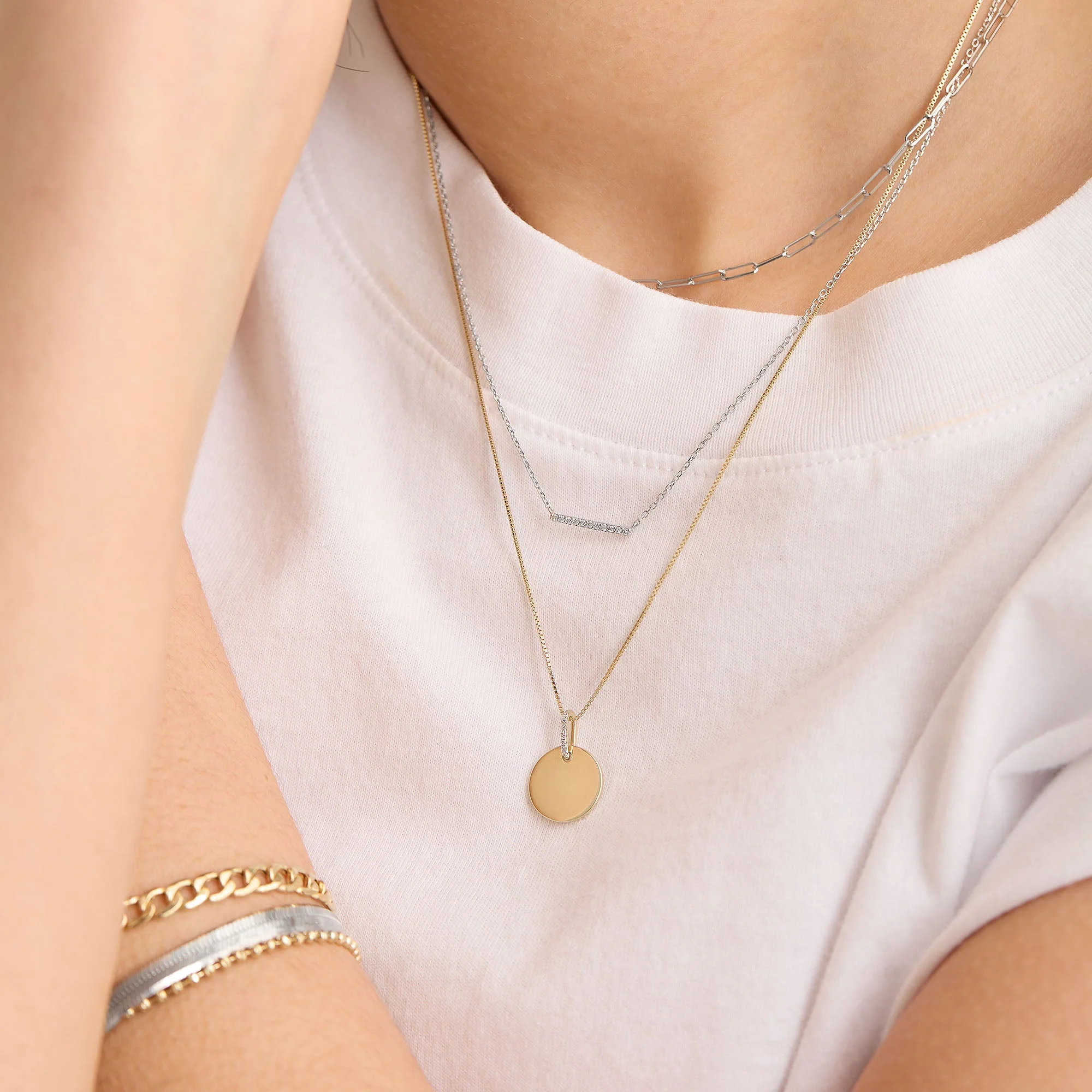 Disc Pavé Diamond Engravable Charm - Image 3