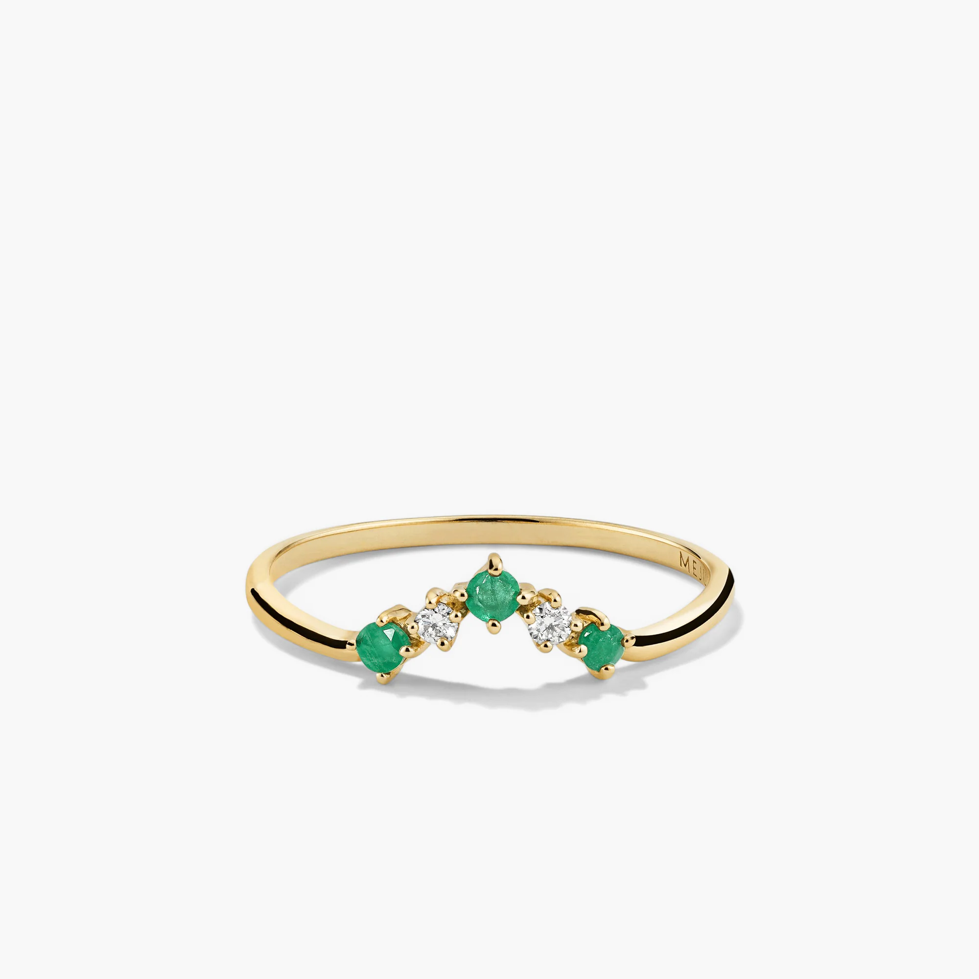 Emerald and Diamond Wishbone Ring - Image 4