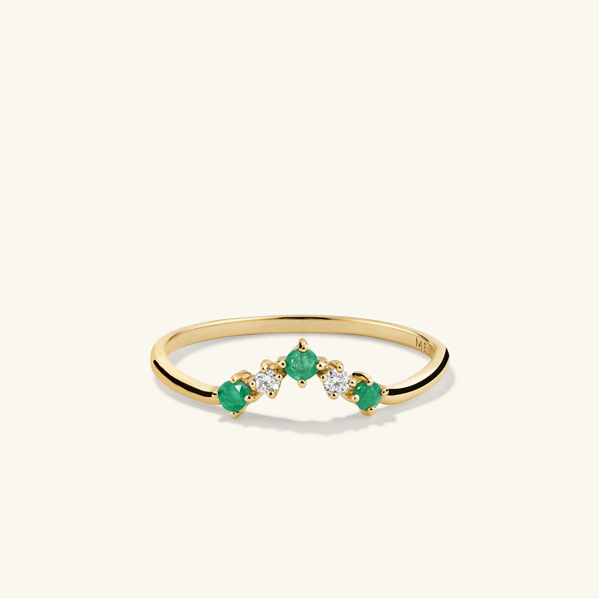 Emerald and Diamond Wishbone Ring - Image 6