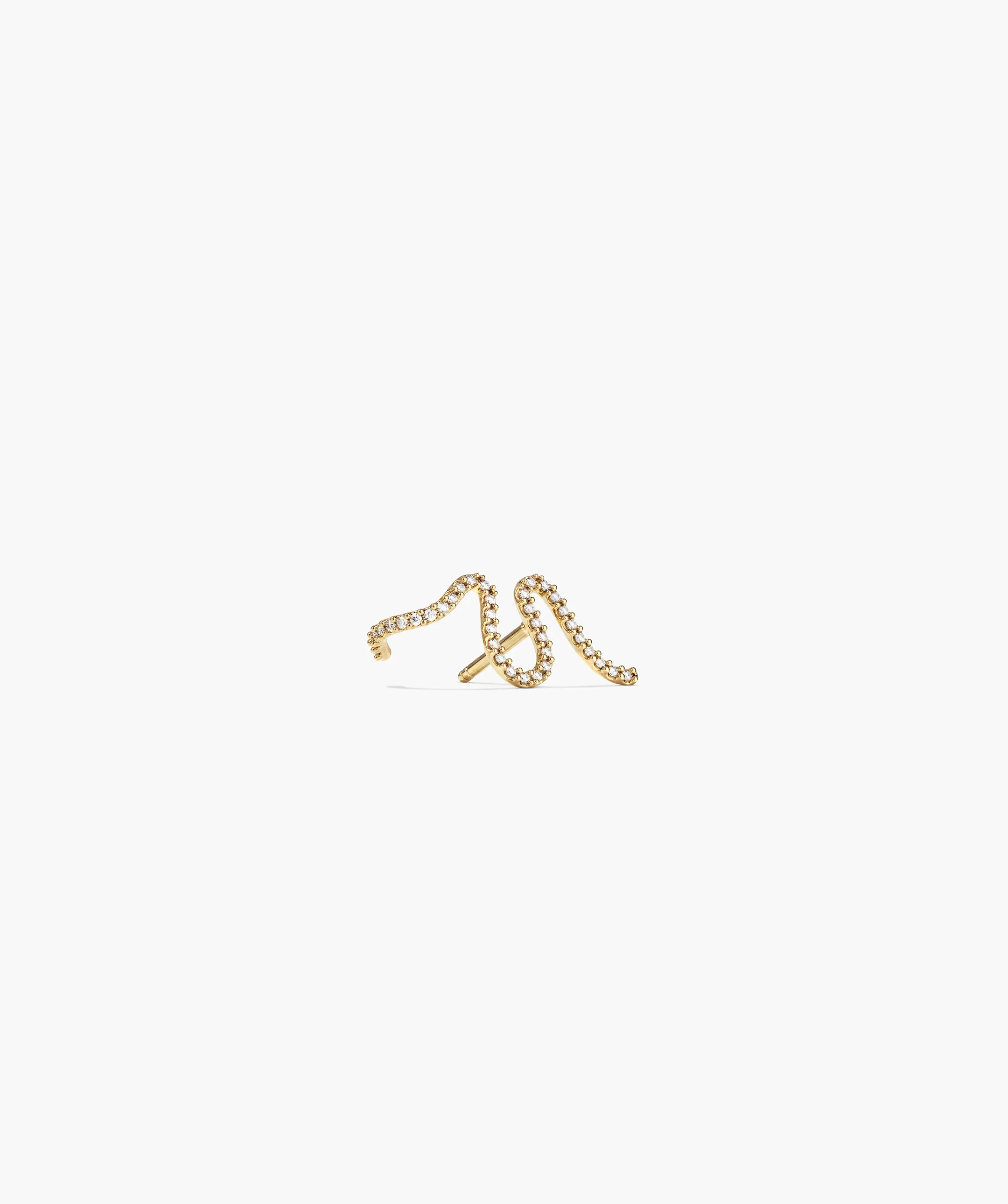 Interconnected Single Wave Pavé Diamond Stud - Image 3