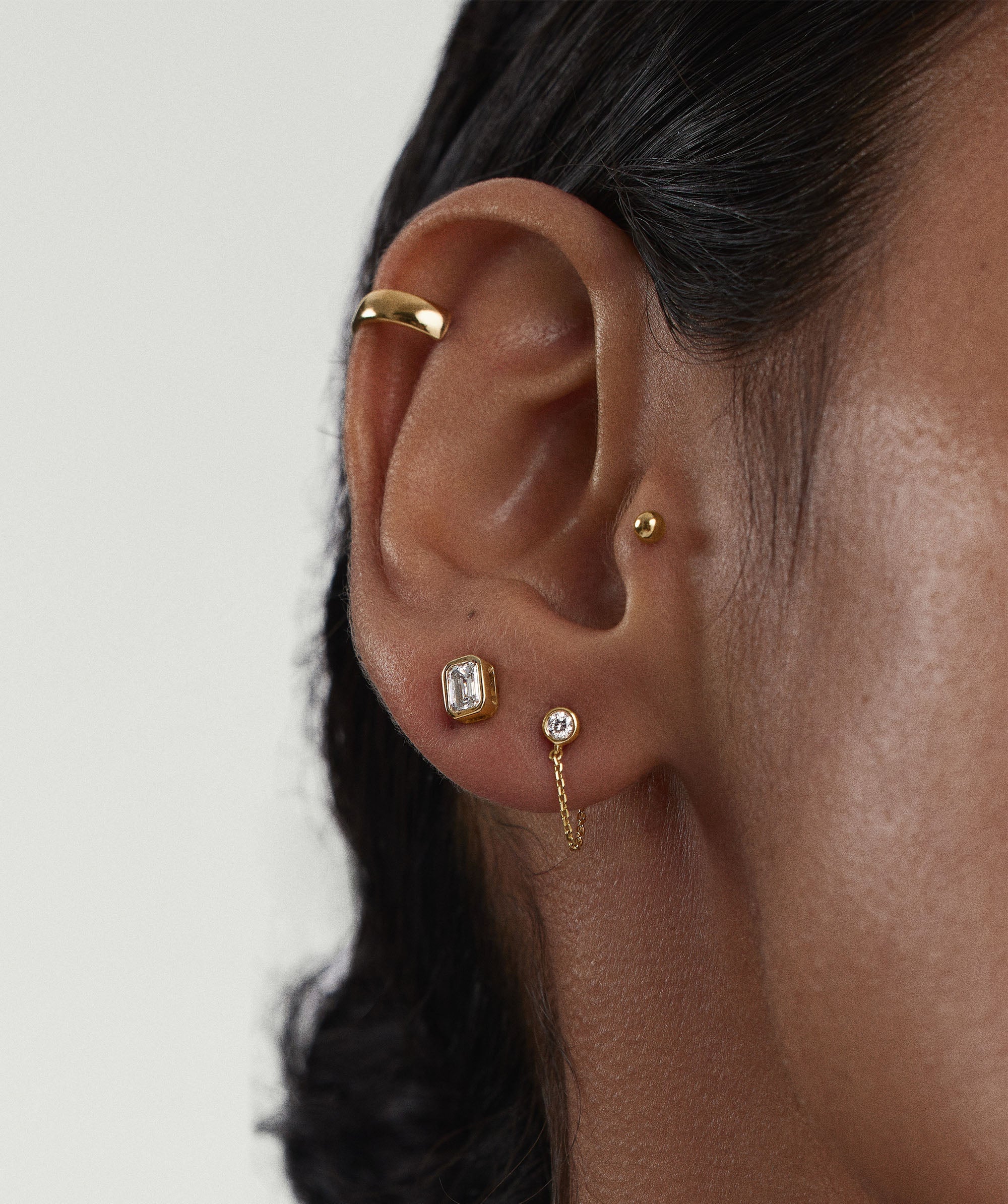 Single Lab Grown Diamond Round Chain Stud - Image 3