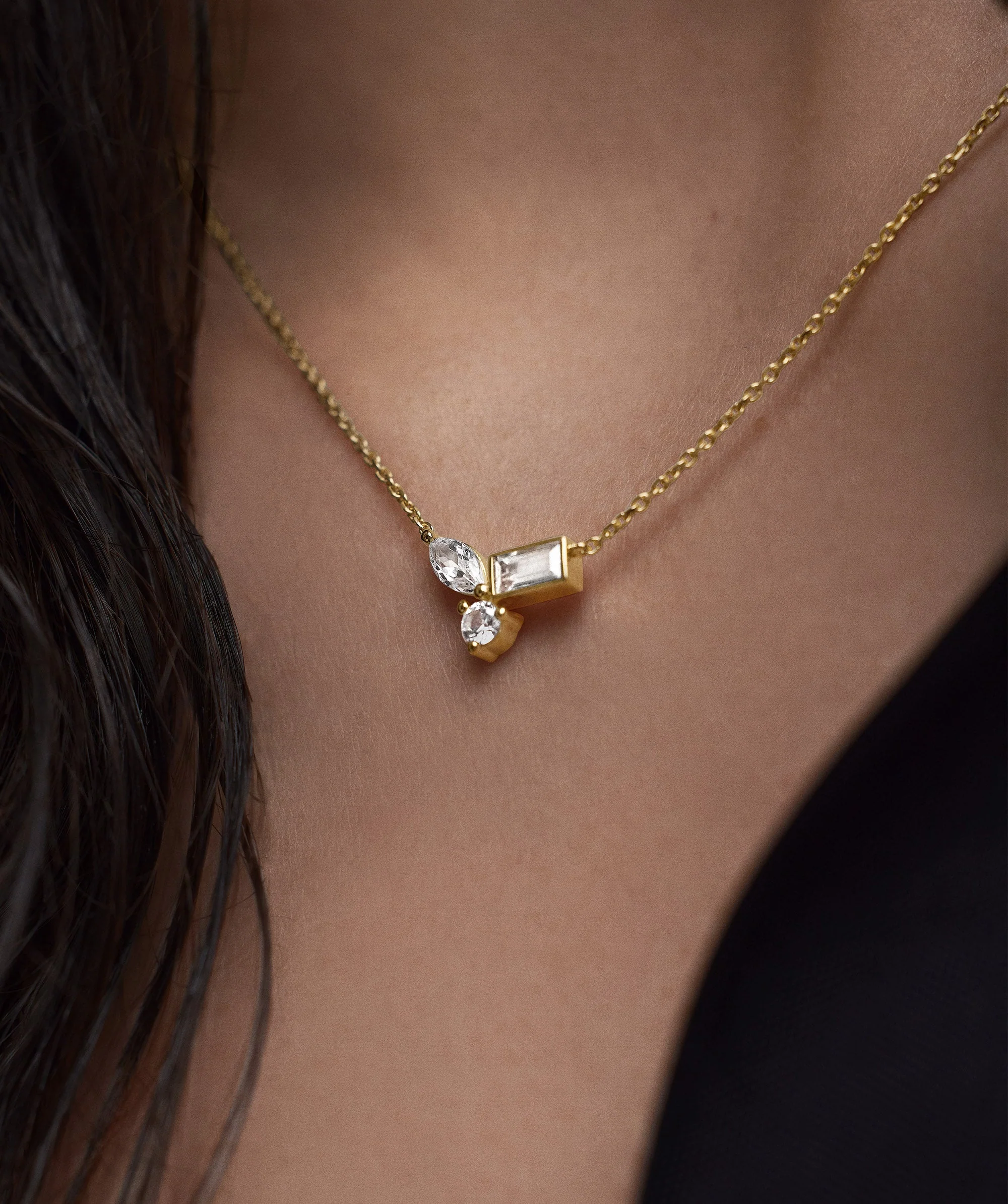 Lab Grown Sapphire Cluster Necklace - Image 3
