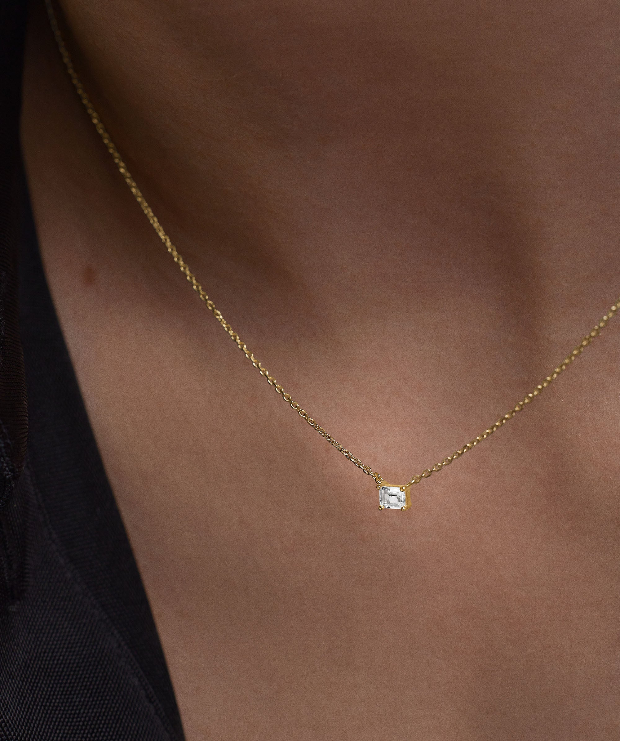 Lab Grown Sapphire Baguette Necklace - Image 3