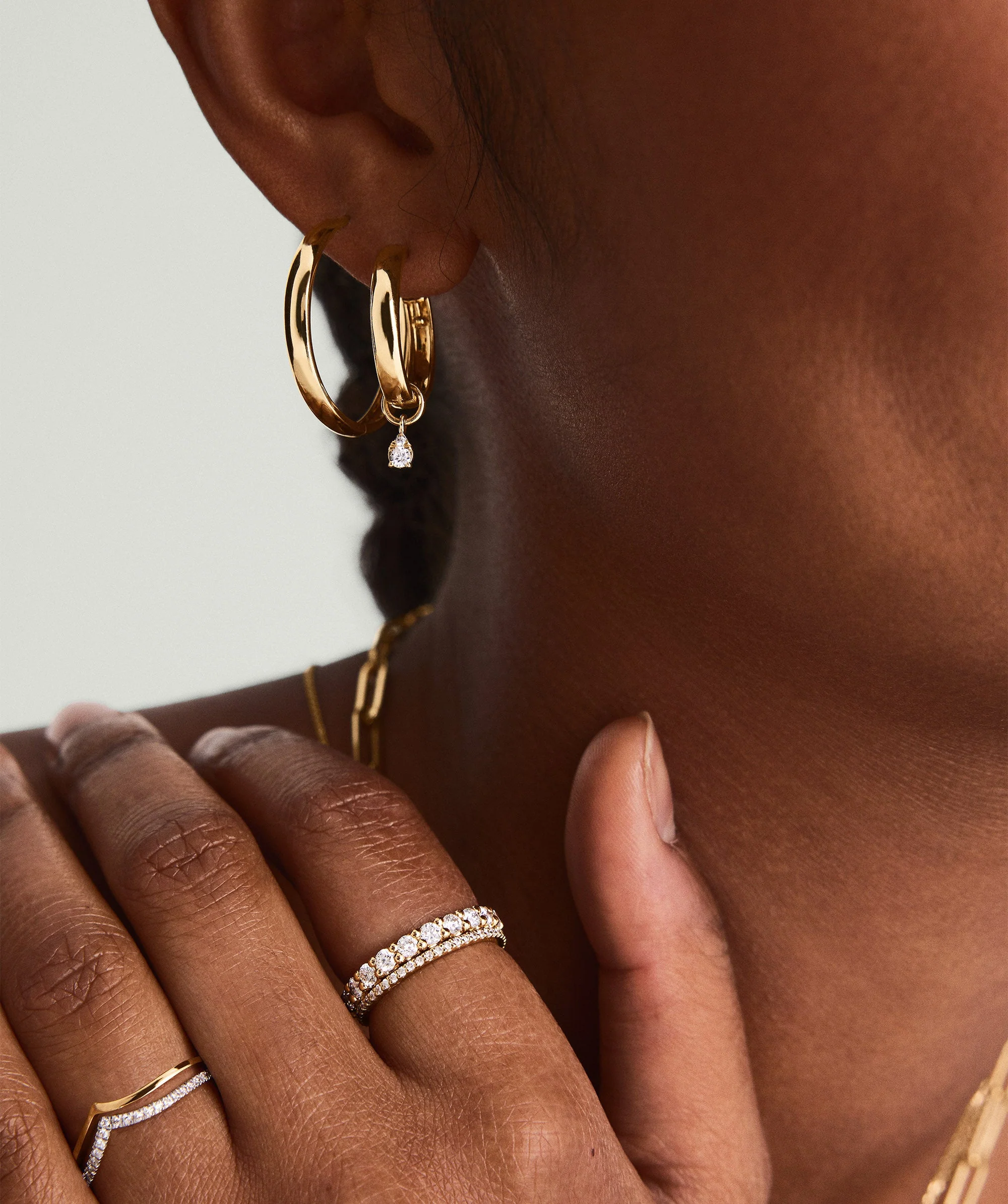 Mini Pear Diamond Hoop Charm - Image 3