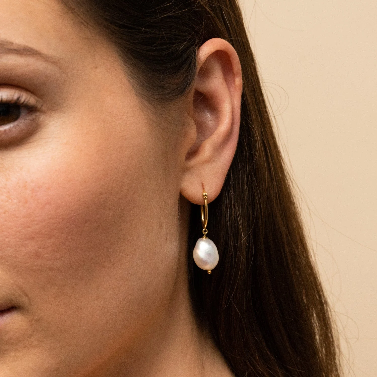 Organic Pearl Hoops - Image 2