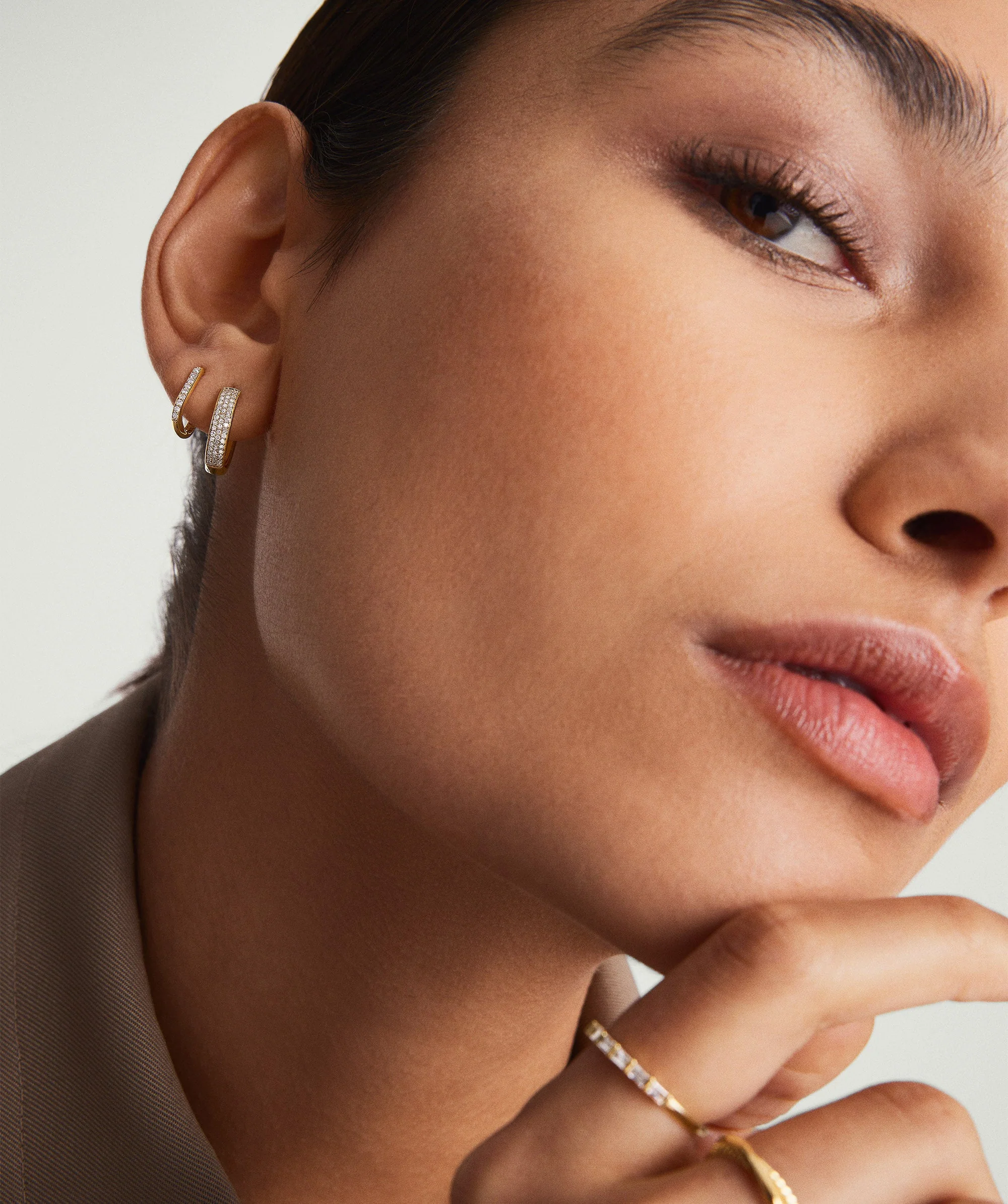 Bold Pavé Diamond Small Hoops - Image 3