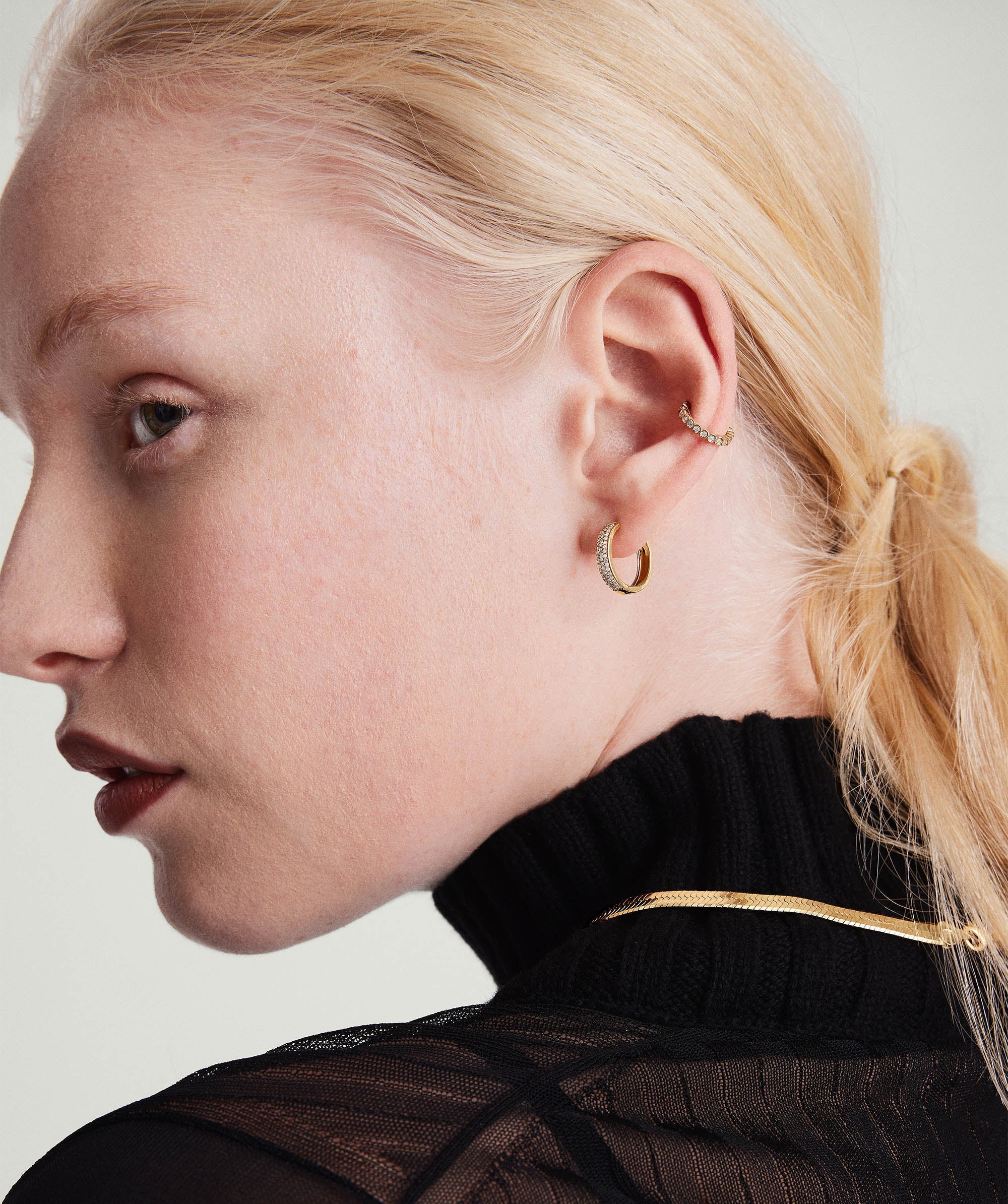 Bold Pavé Diamond Small Hoops - Image 5