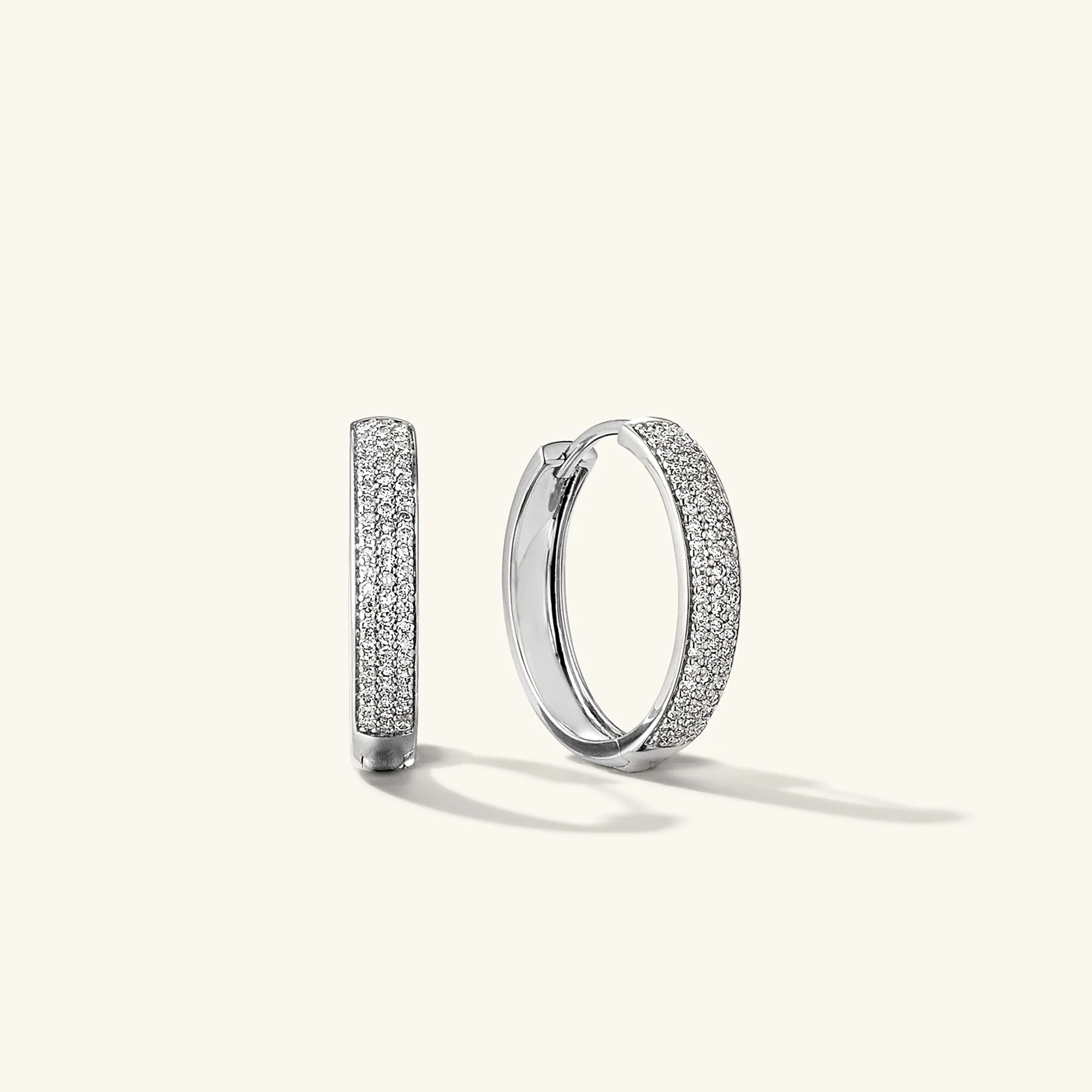 Bold Pavé Diamond Medium Hoops - Image 11