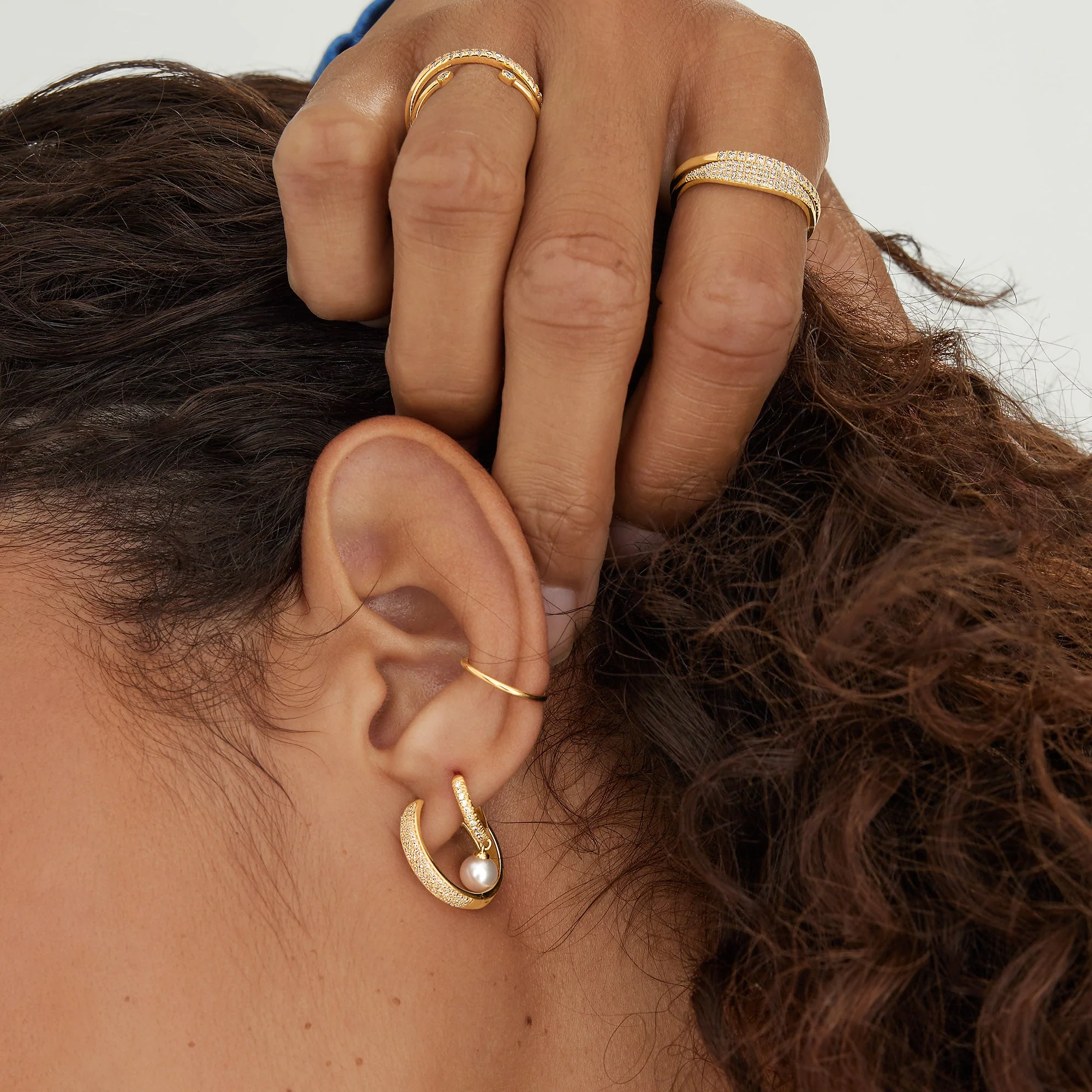 Bold Pavé Diamond Medium Hoops - Image 14