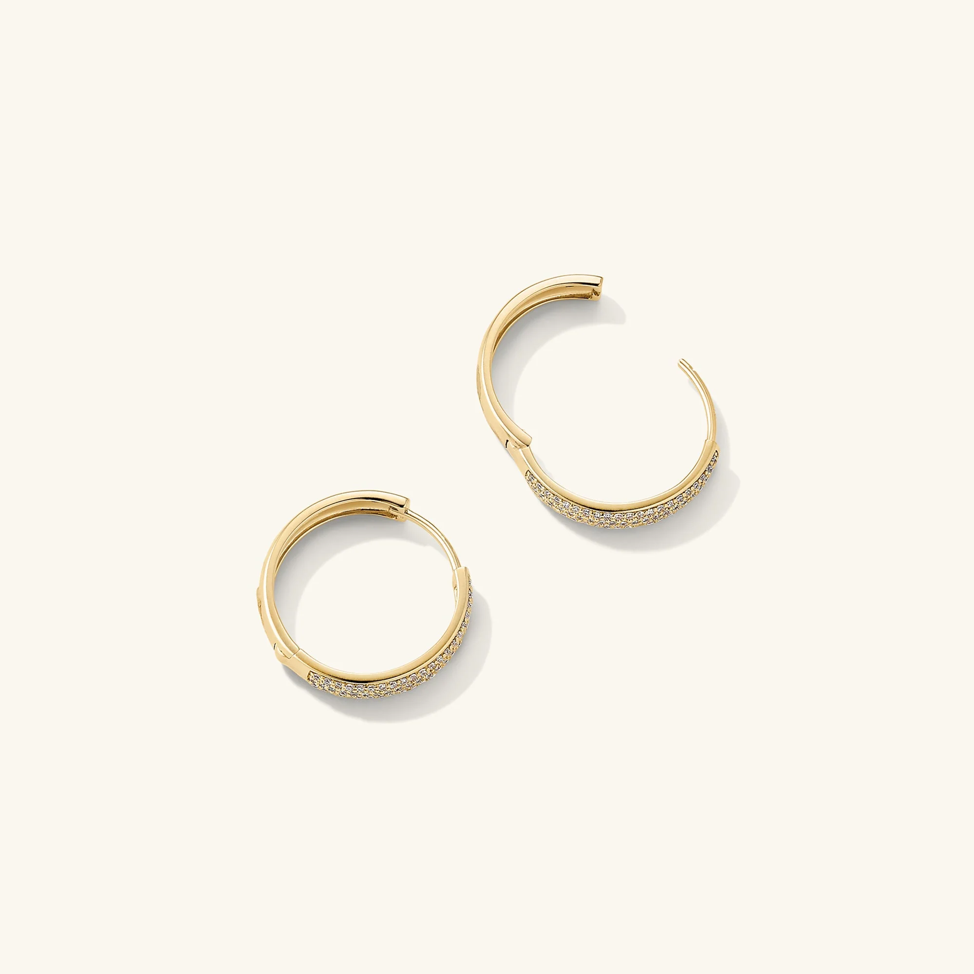 Bold Pavé Diamond Medium Hoops - Image 15