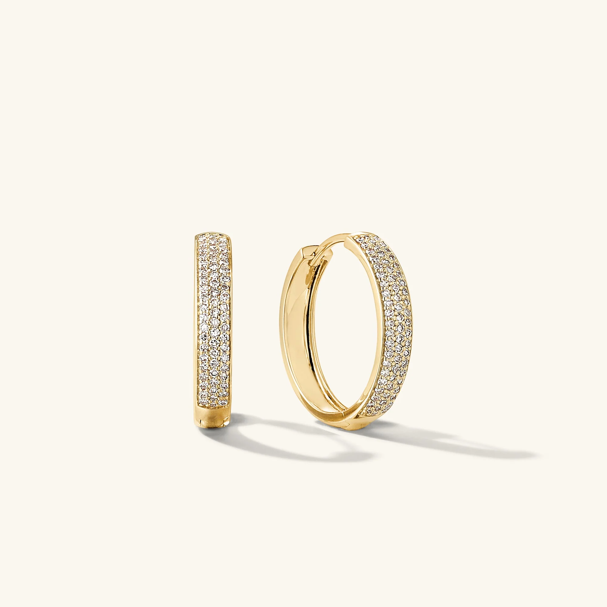 Bold Pavé Diamond Medium Hoops - Image 2