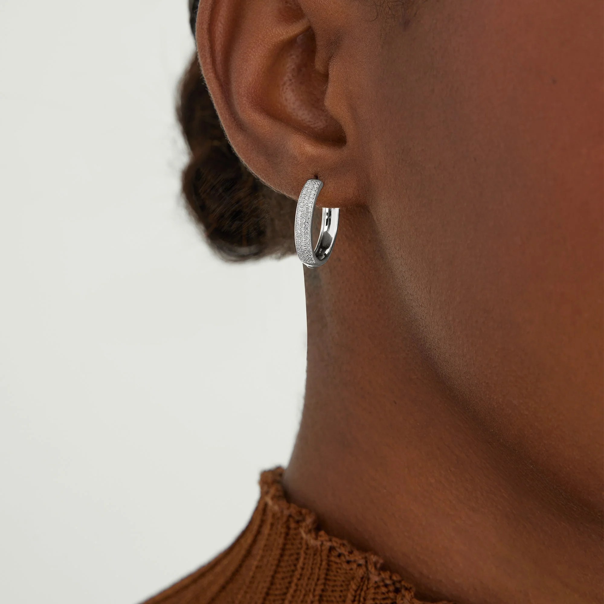 Bold Pavé Diamond Medium Hoops - Image 3