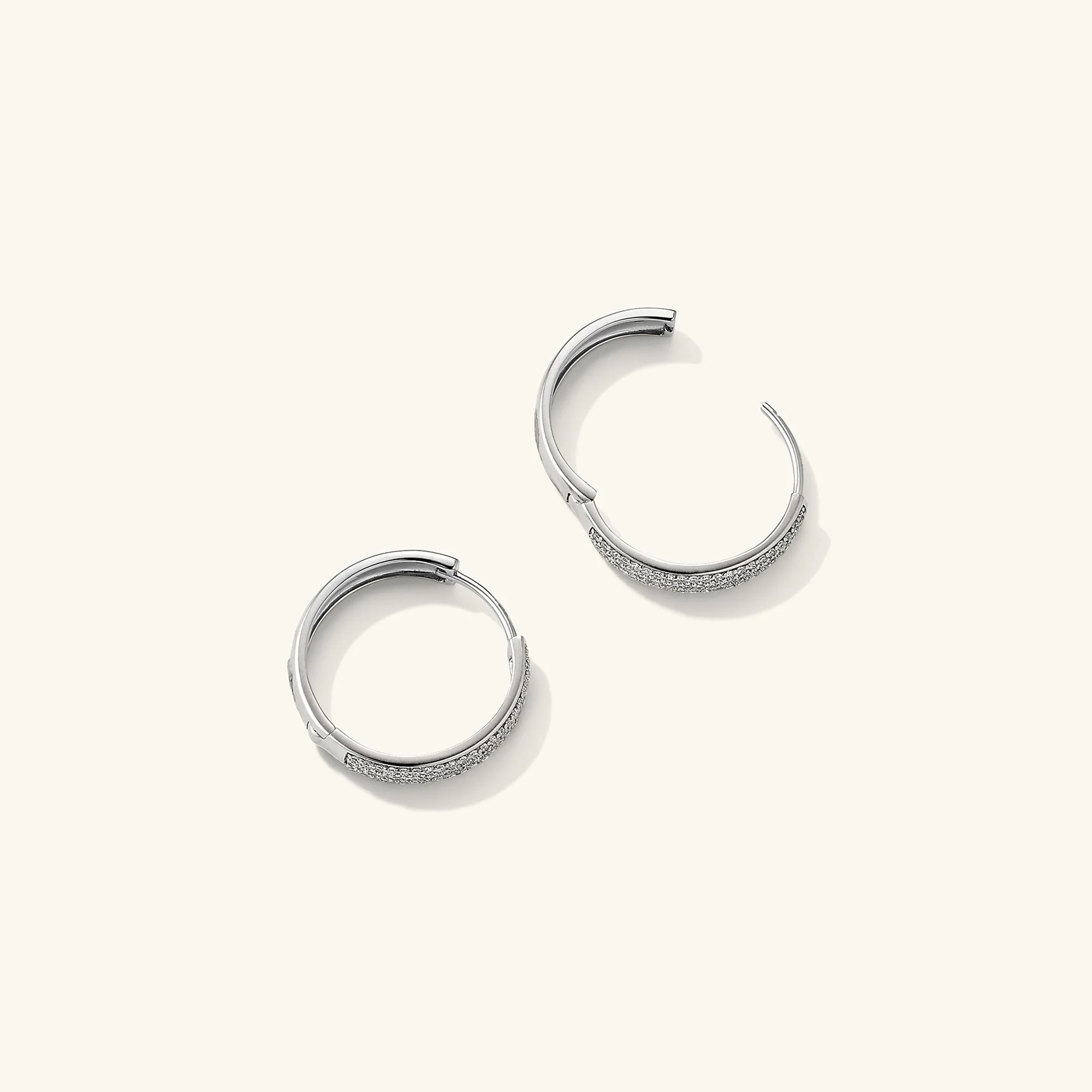 Bold Pavé Diamond Medium Hoops - Image 8