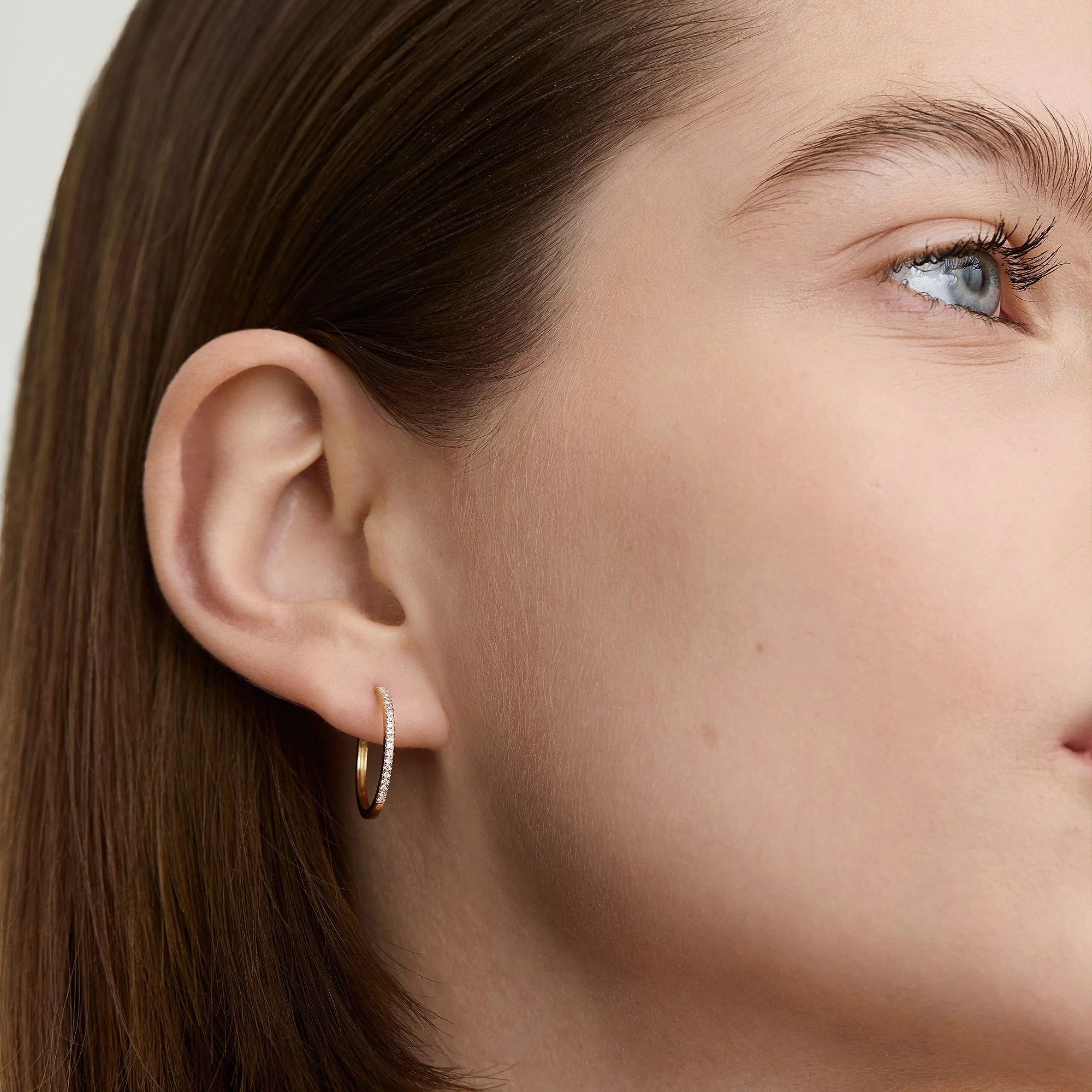Pavé Diamond Medium Hoops - Image 3