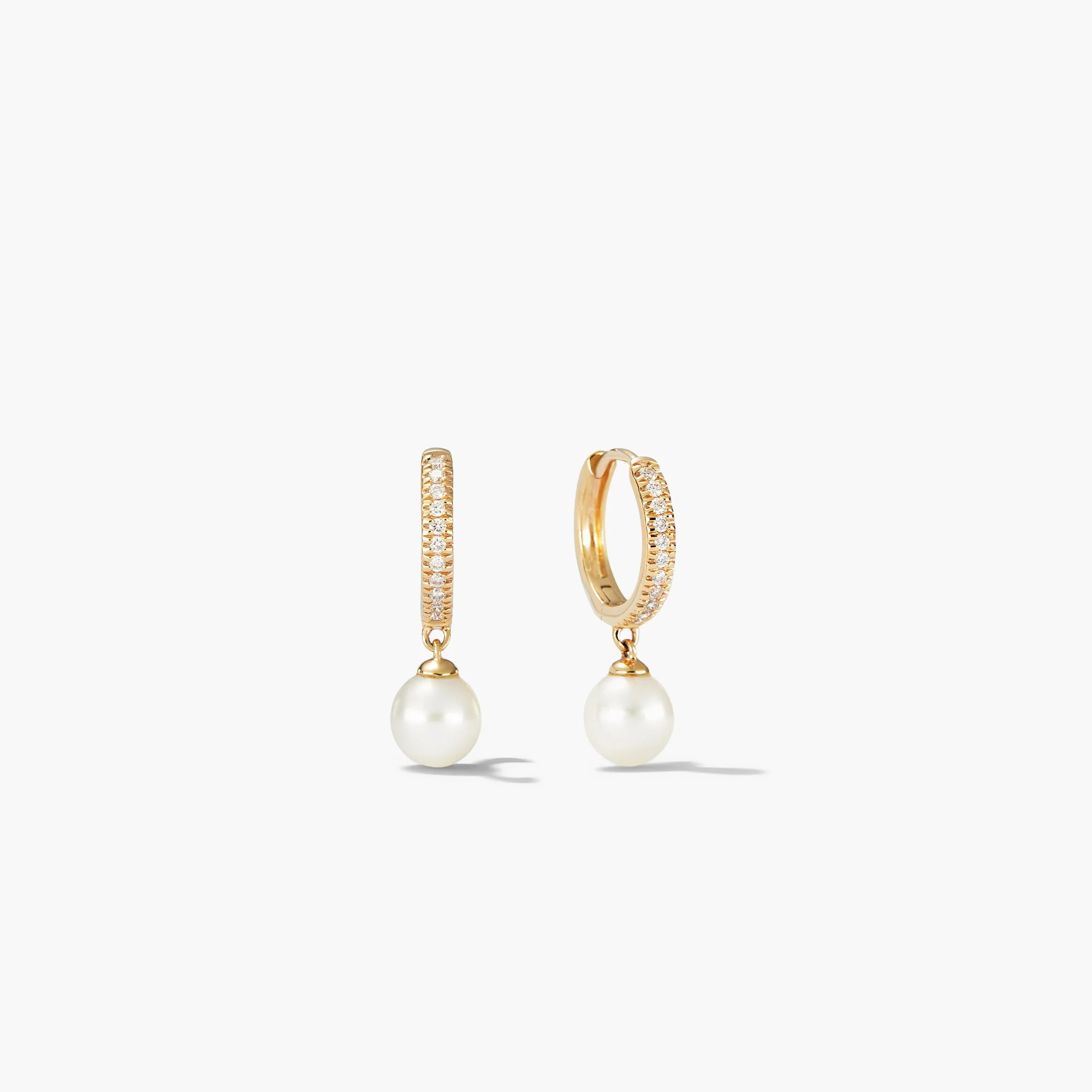 Pavé Diamond Pearl Huggies - Image 3