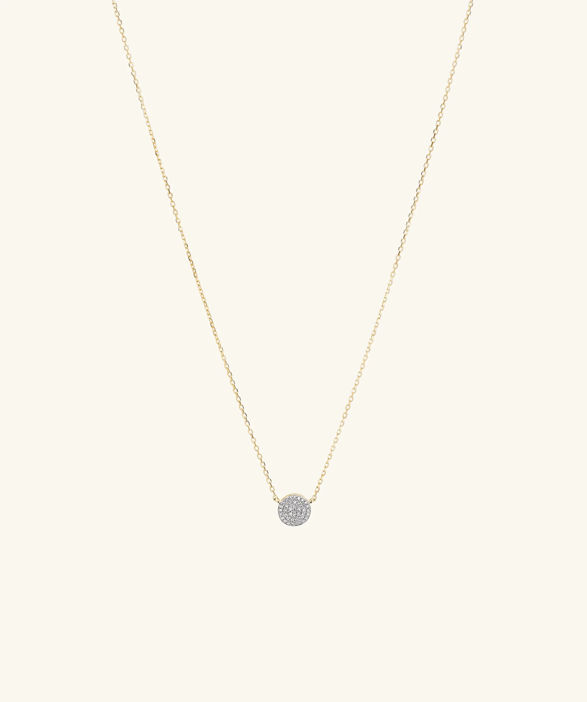 Large Pavé Diamond Round Necklace - Image 3