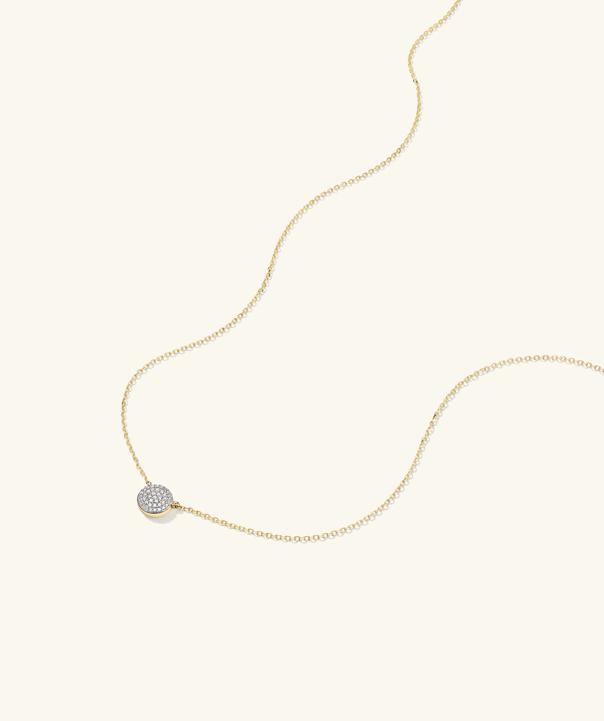 Large Pavé Diamond Round Necklace - Image 4