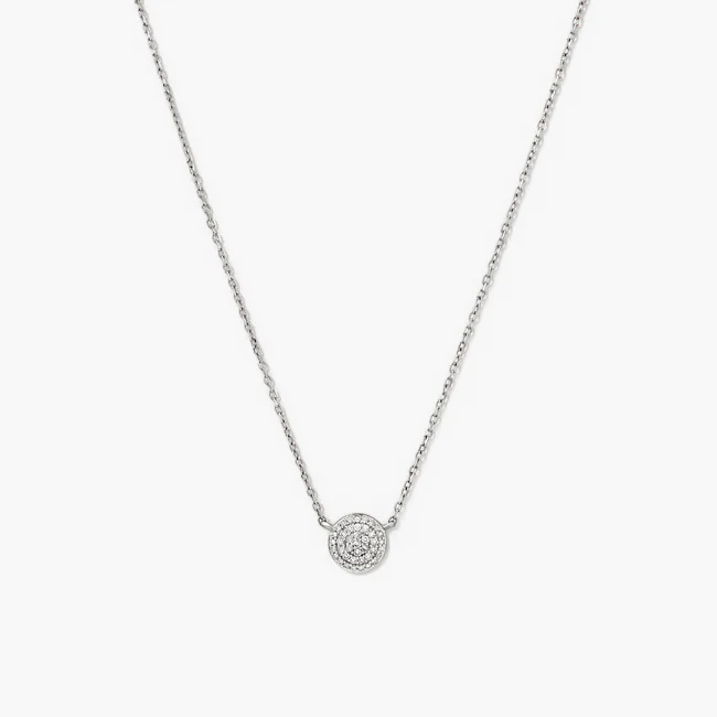Large Pavé Diamond Round Necklace - Image 9