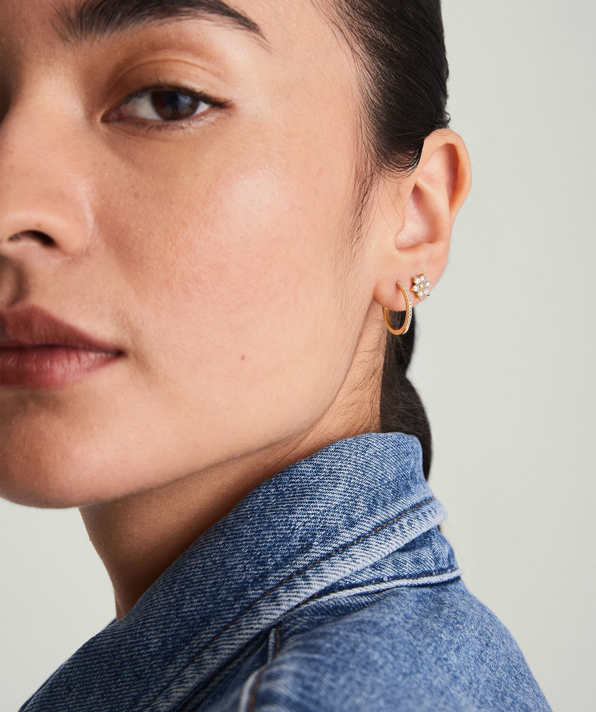 Pavé Diamond Small Hoops - Image 3