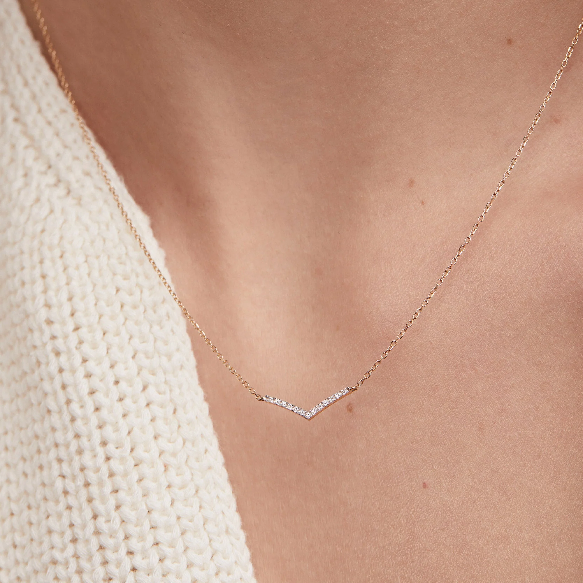 Pavé Diamond Wishbone Necklace - Image 3