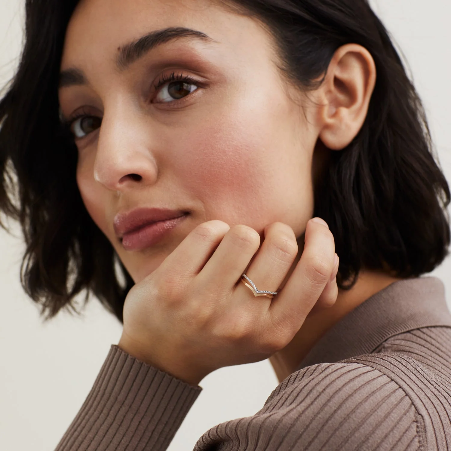 Pavé Diamond Wishbone Ring - Image 7