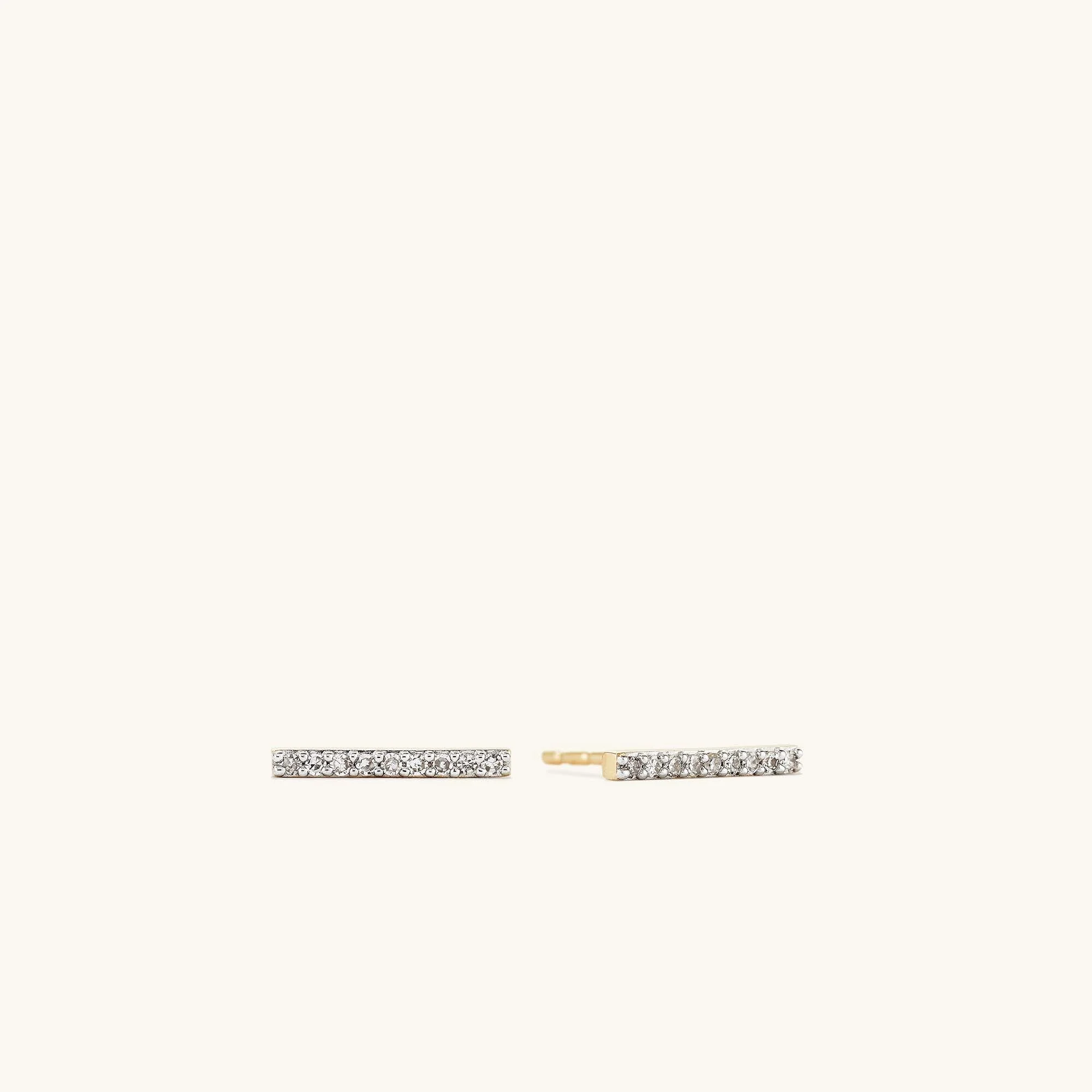 Pavé Diamonds Long Bar Studs - Image 3