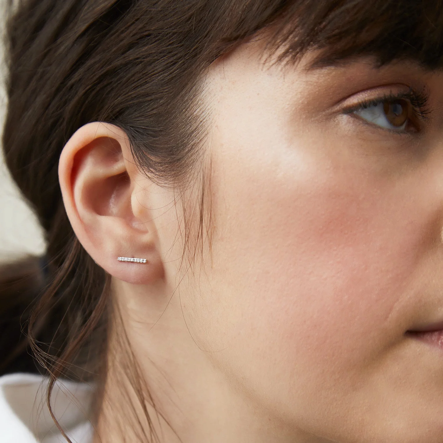 Pavé Diamonds Long Bar Studs - Image 5
