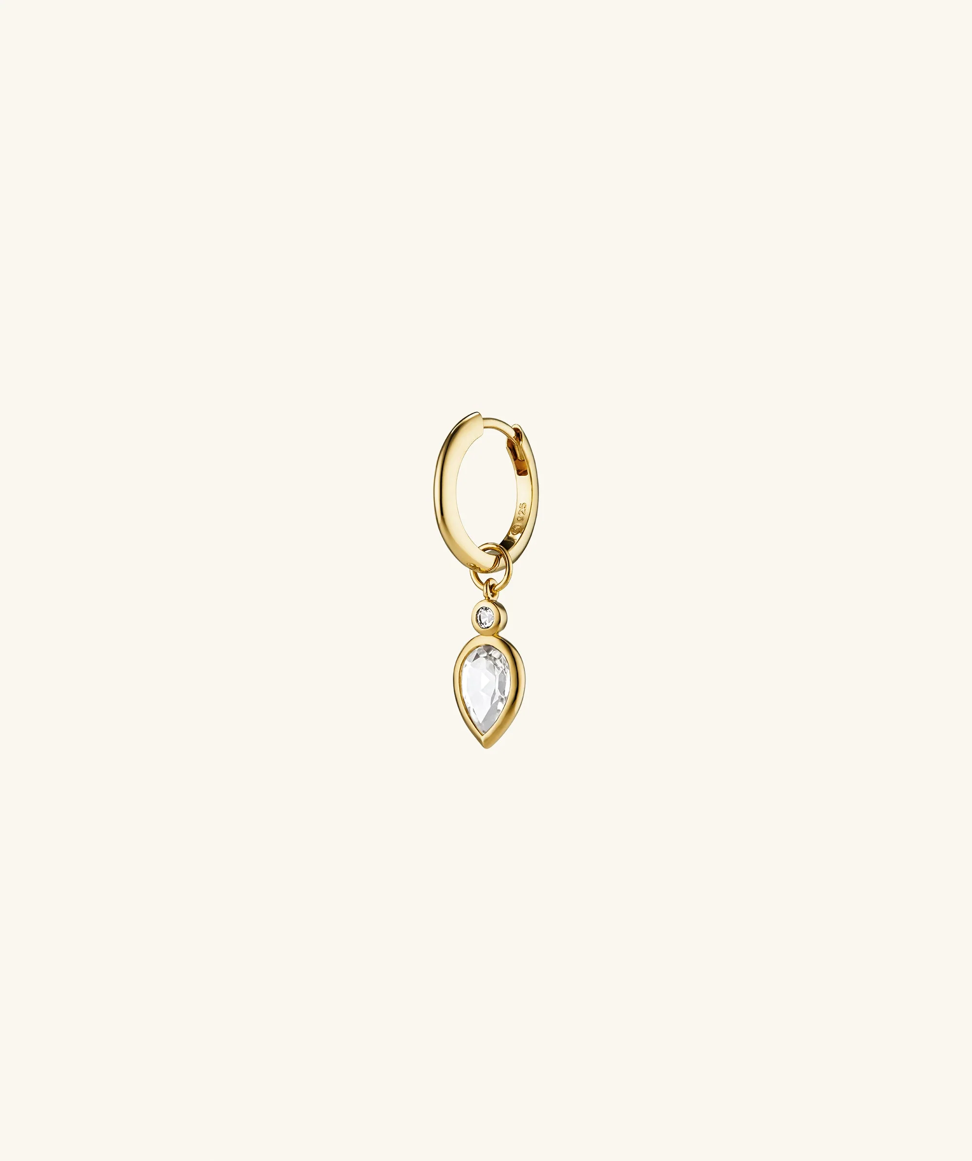 Single Pear Cut Gemstone Hoop Charm - Image 3