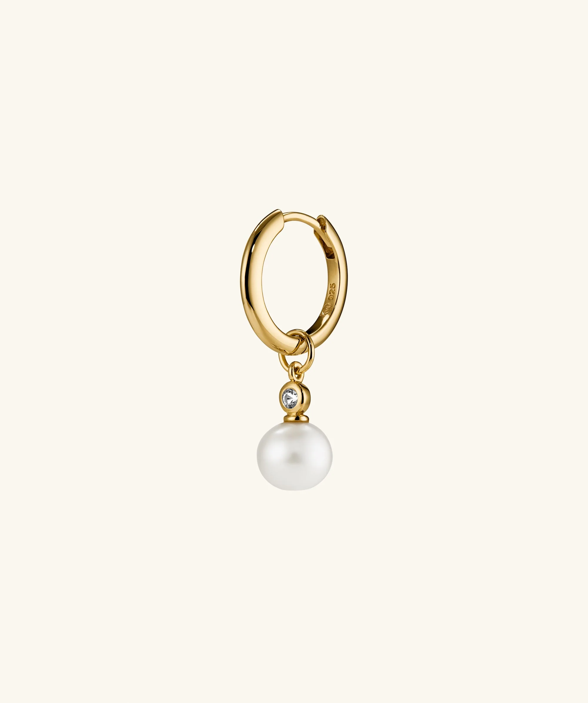 Single Pearl Gemstone Hoop Charm - Image 5