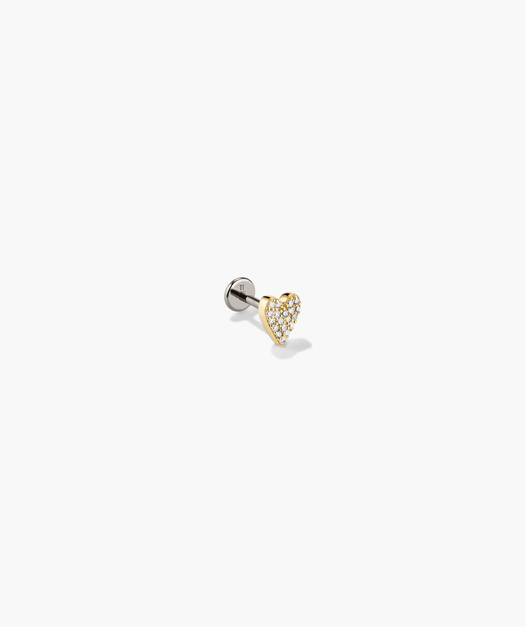 Piercing Studio - Single Pavé Diamond Heart Flat Back Stud - Image 3