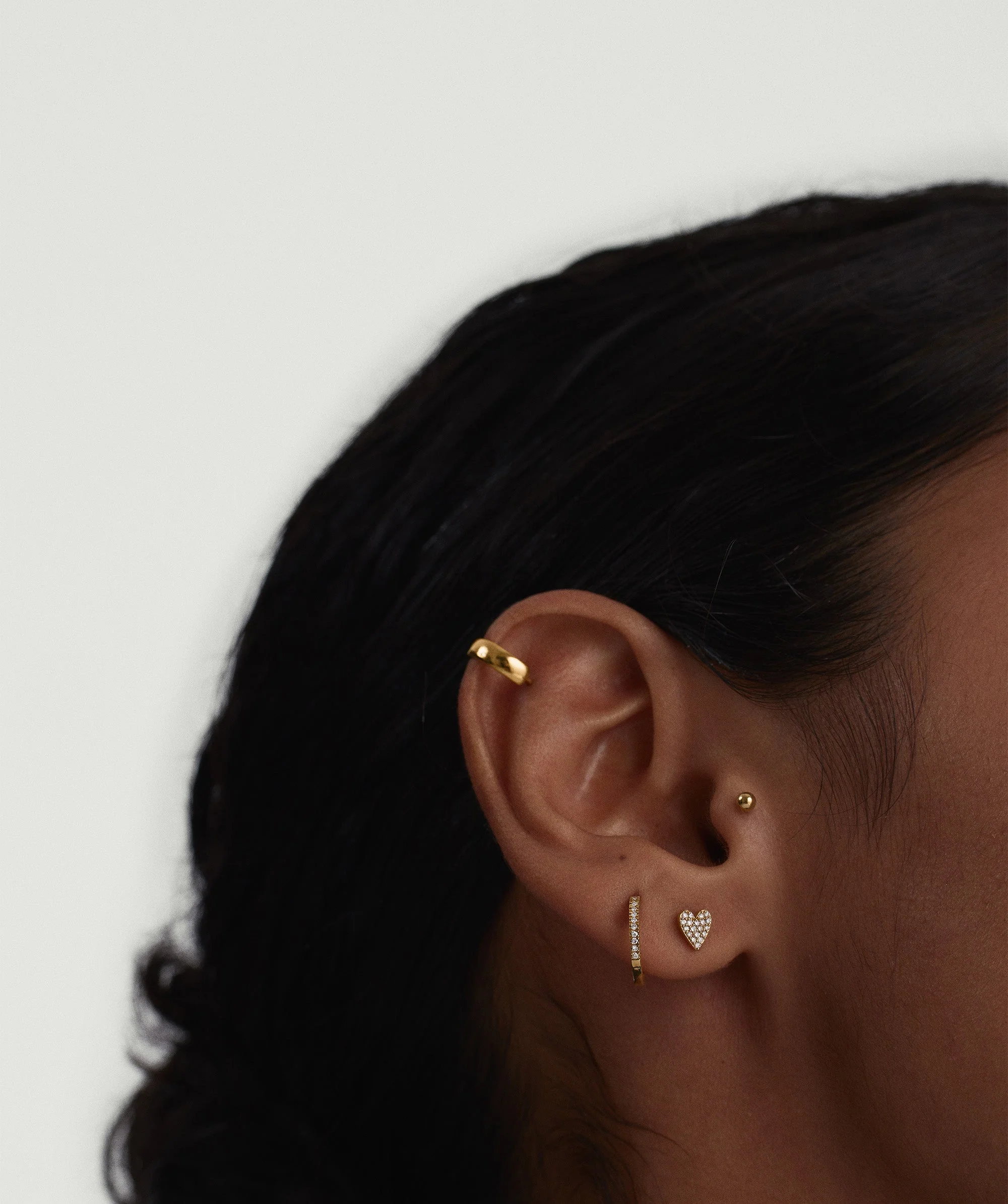 Piercing Studio - Single Pavé Diamond Heart Flat Back Stud - Image 4