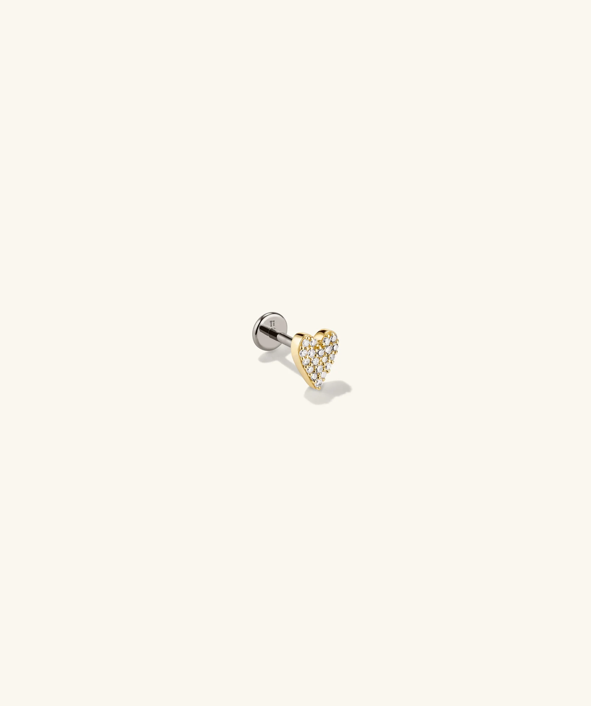 Piercing Studio - Single Pavé Diamond Heart Flat Back Stud - Image 5