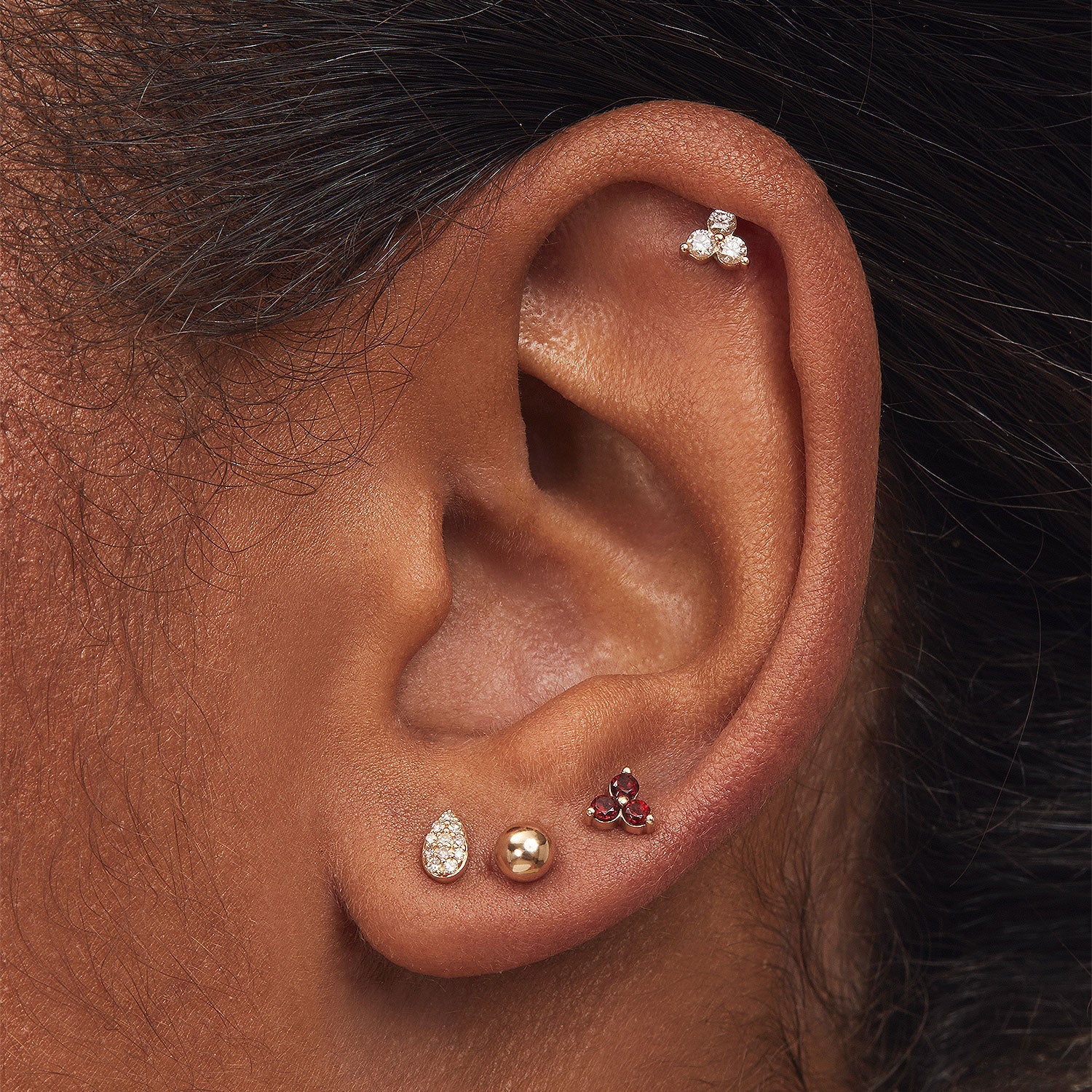 Piercing Studio - Pave Diamond Flat Back Pear Stud - Image 2
