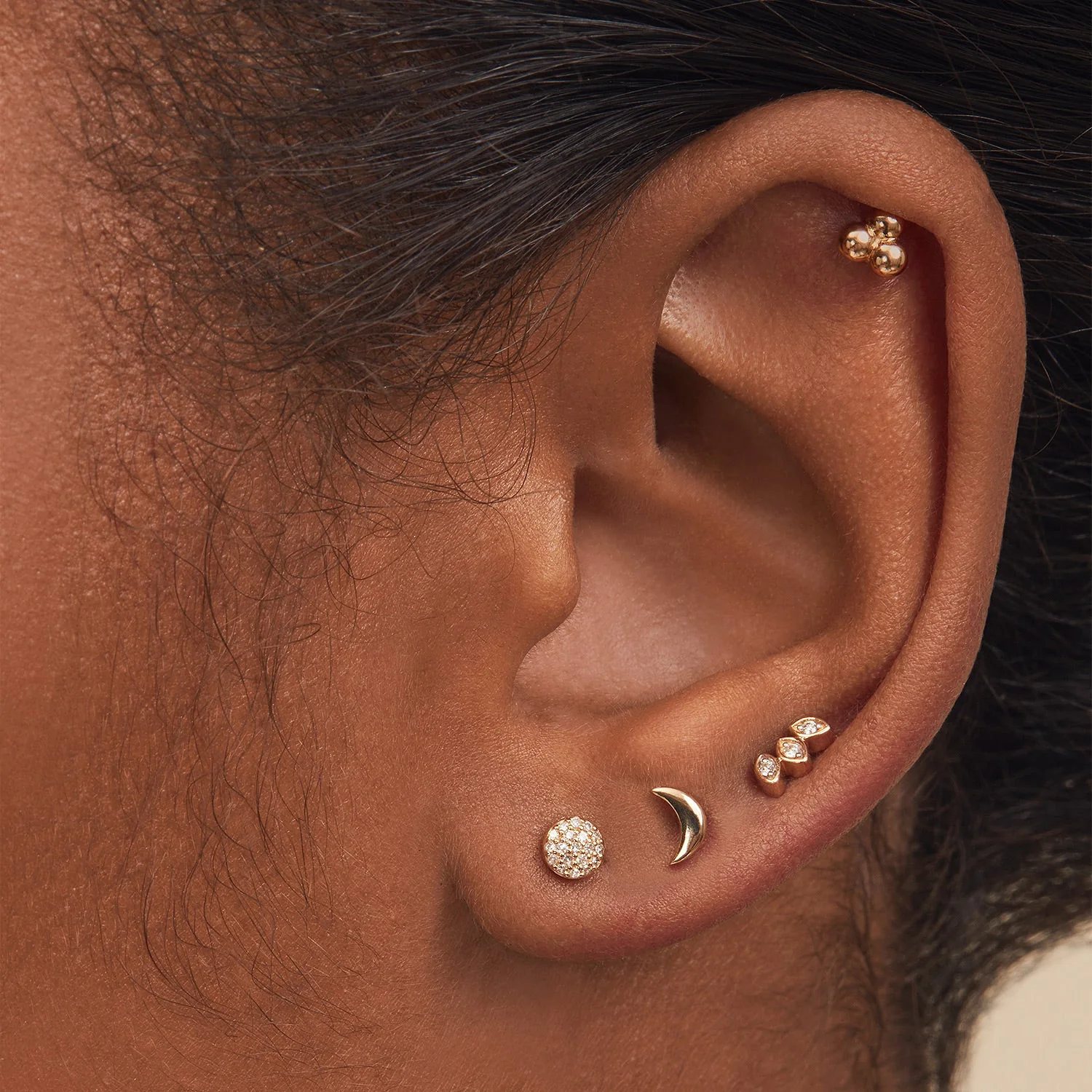 Piercing Studio - Pave Diamond Flat Back Round Stud - Image 3