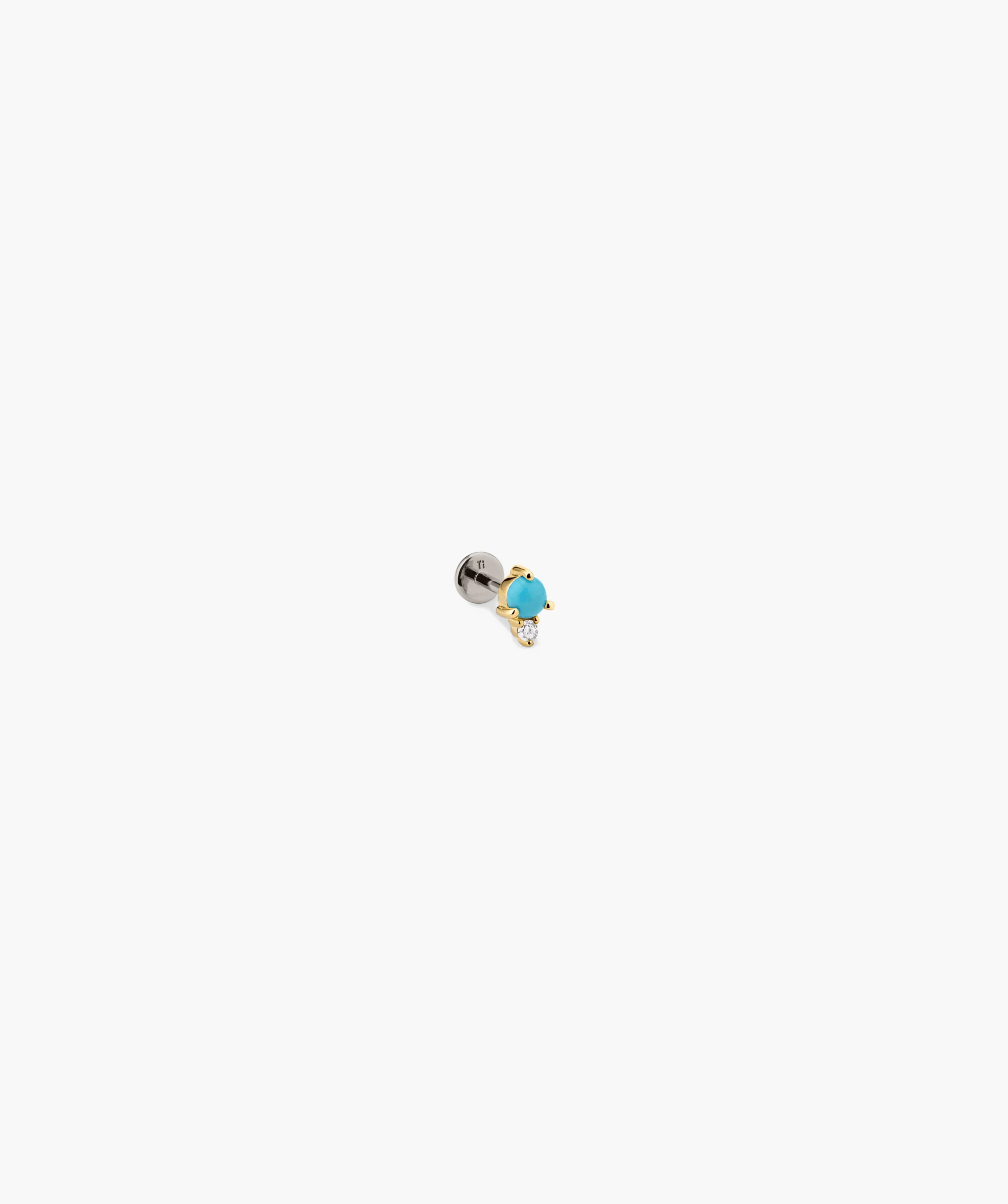 Piercing Studio - Single Turquoise Diamond Droplet Flat Back Stud - Image 3